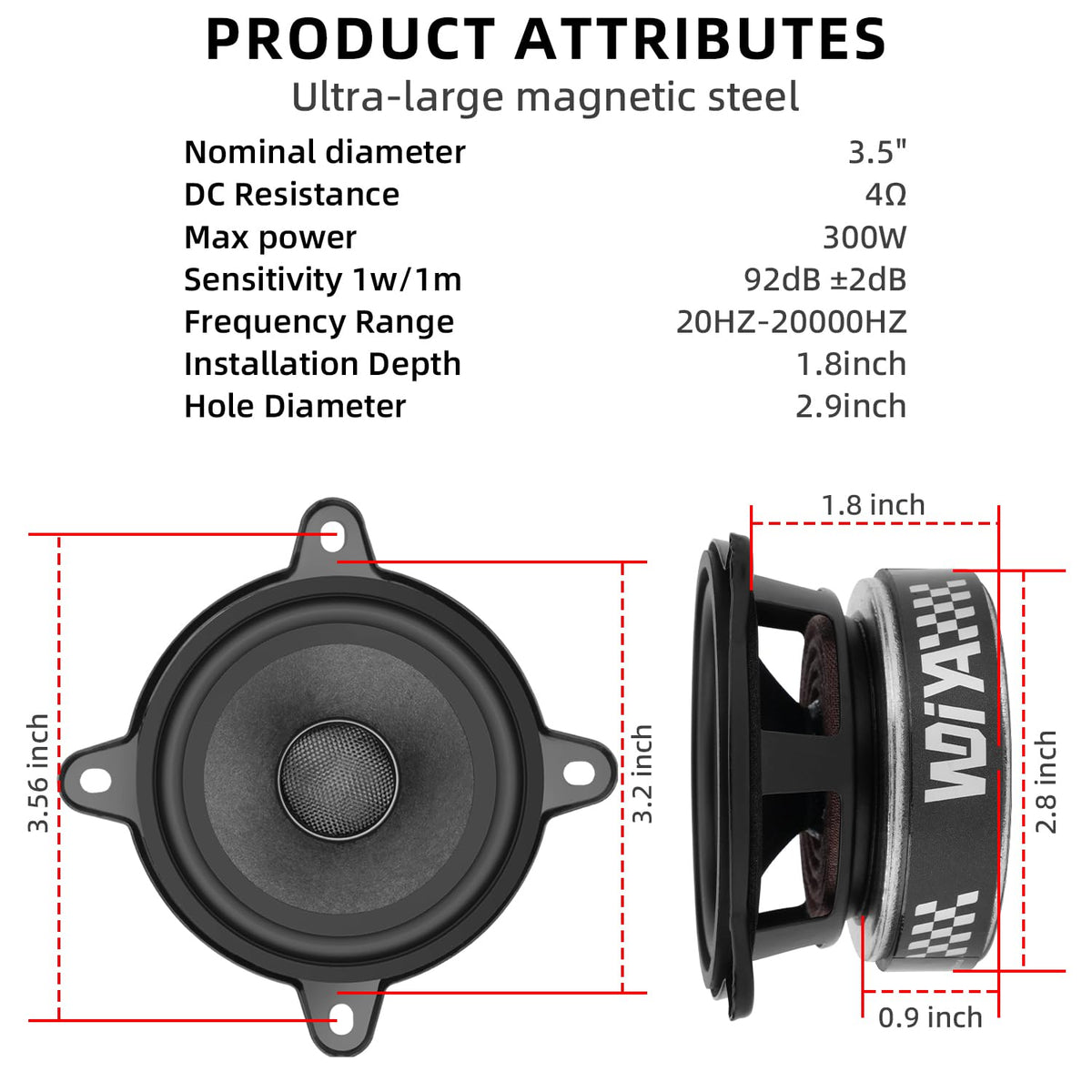 Altavoz de Coche WDiYA Fibra de Lana Sonido Envolvente Alta Fidelidad 300 W 4 Ohmios
