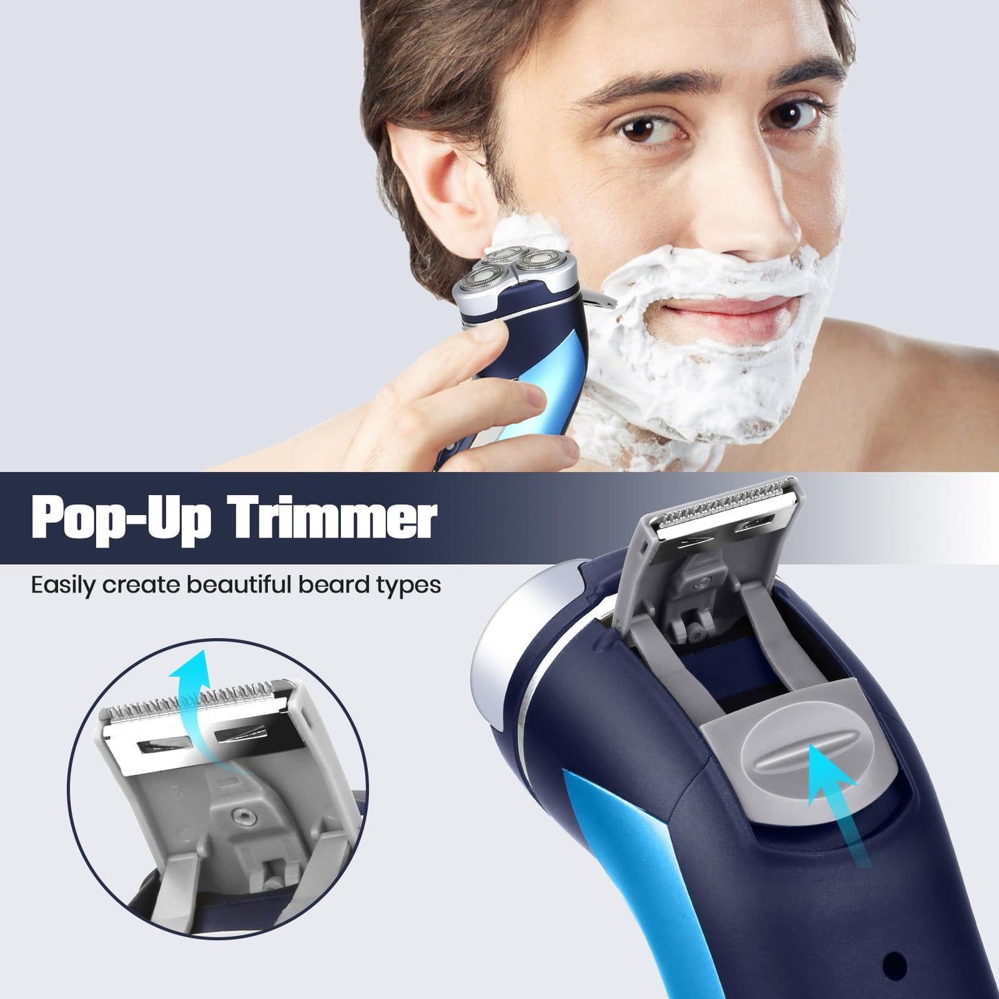 Maquinilla de afeitar eléctrica para hombres, afeitadoras eléctricas rotatorias, pantalla LED impermeable, maquinilla de afeitar eléctrica para hombres con maquinilla de afeitar portátil de viaje, un