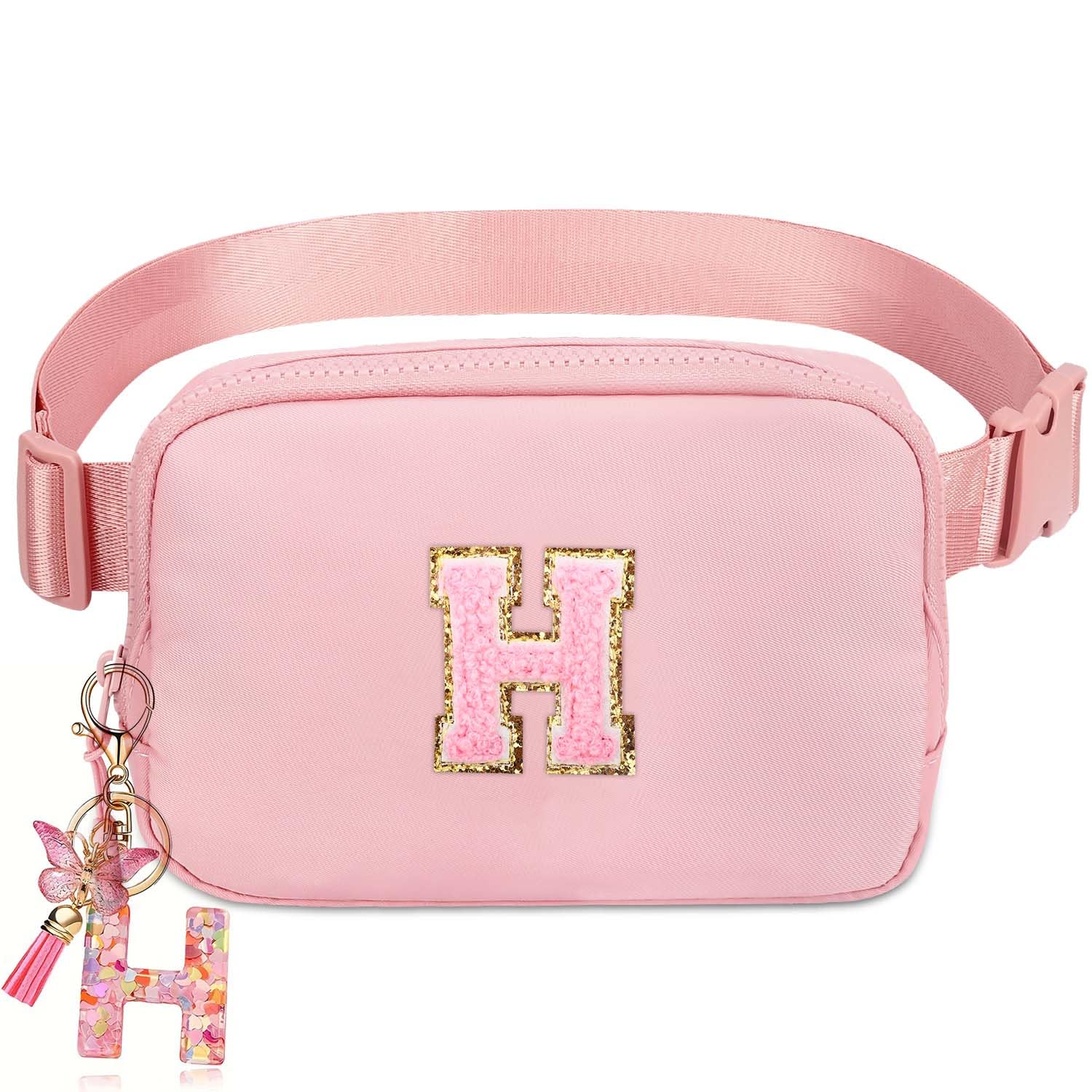 Kejea Riñonera Cruzada para Niñas y Mujeres, 8 a 12 Años, Regalos de Cumpleaños, Cintura Pequeña, Rosa, Estampado de Letras