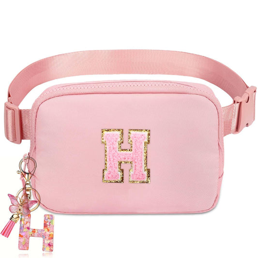 Kejea Riñonera Cruzada para Niñas y Mujeres, 8 a 12 Años, Regalos de Cumpleaños, Cintura Pequeña, Rosa, Estampado de Letras