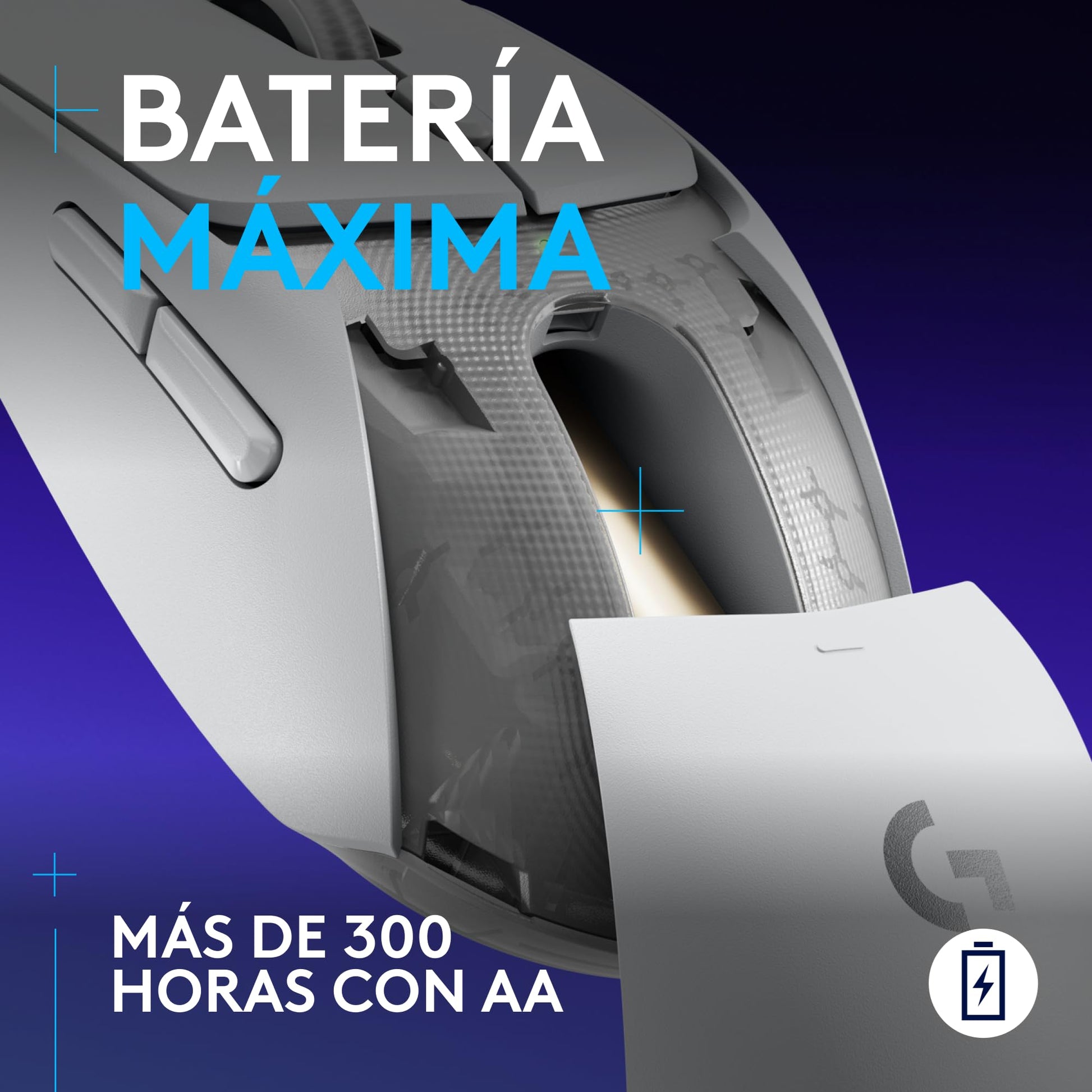 Logitech G309 Mouse inalámbrico Lightspeed para Juegos, Ligero, interruptores híbridos LIGHTFORCE, Sensor Hero 25K, 300+ Horas con una batería AA, 6 Botones programables, PC y Mac - Blanco