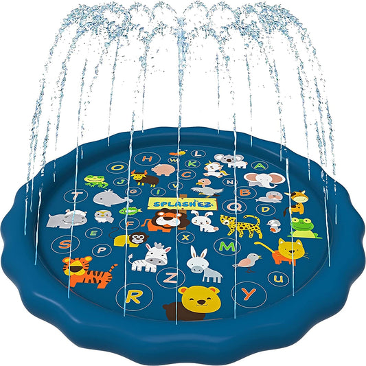 Almohadilla para salpicaduras de agua de 68 pulgadas, almohadilla para salpicaduras de verano para niños, actividades inflables en la piscina, juegos al aire libre, divertidos juguetes de agua para niños y niñas de la familia, apto para niños de 3+ años.