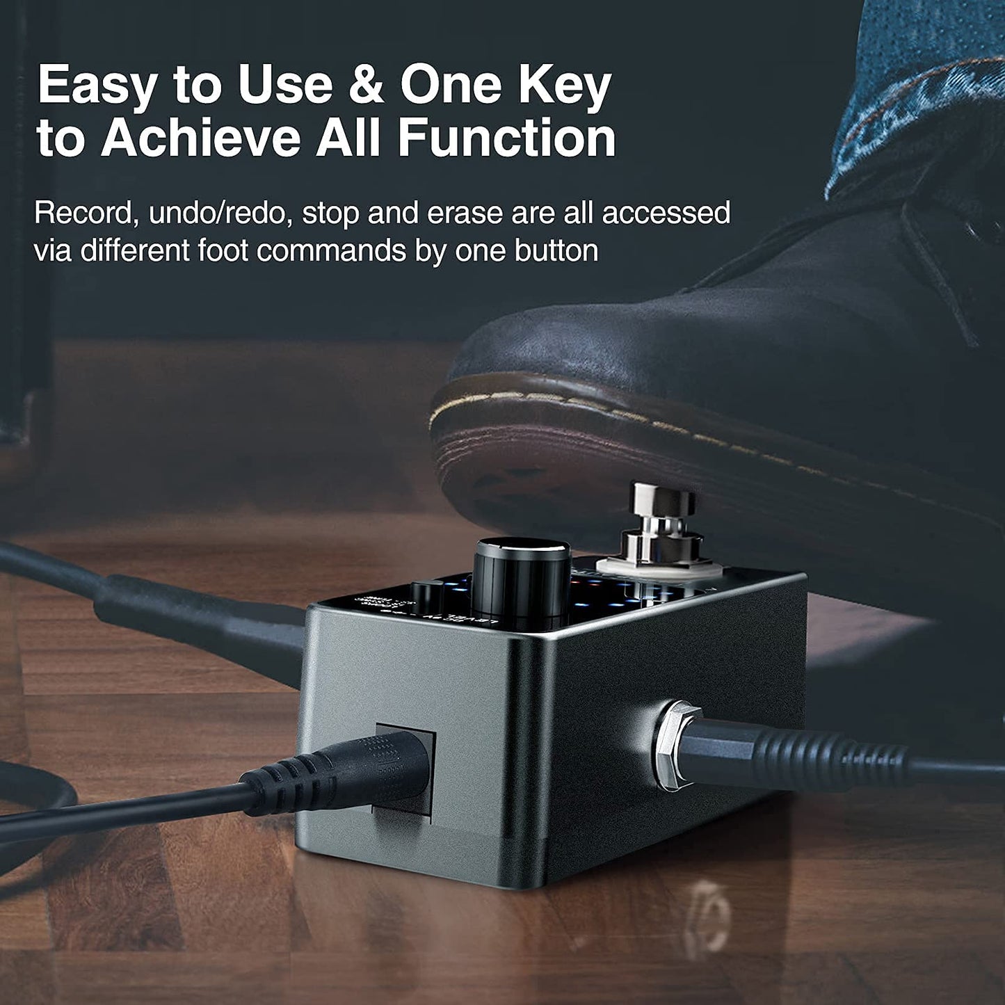 LEKATO - Pedal para guitarra eléctrica, pedal de bucle para guitarra eléctrica y bajo con función de sincronización y sintonizador, bucle de guitarra de triple efecto con visualización LED, overdubs