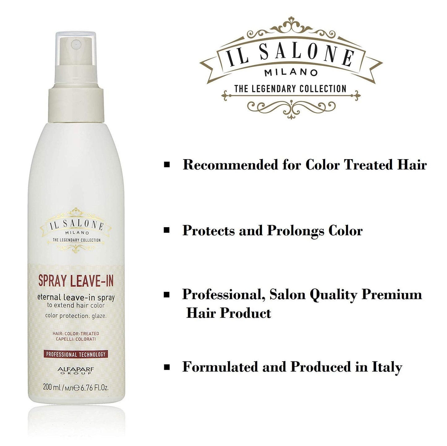 Il Salone Milano Professional Eternal Leave-in Spray for Color Treated Hair - Protects and Prolongs Color - Premium Quality - 6.76 Fl. Oz. / 200ml