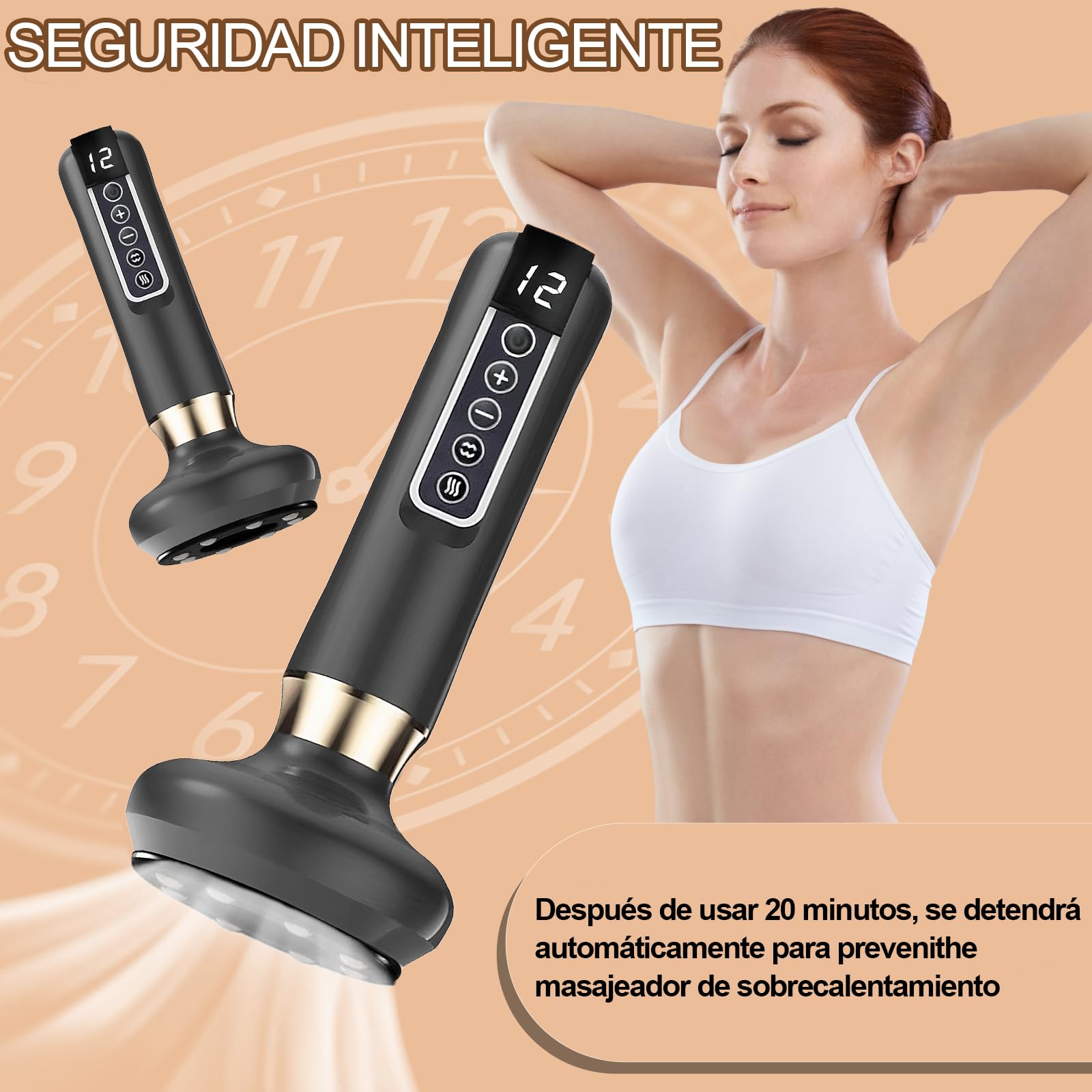 Dexvon Masajeador Celulitis Original,Masajeador Anticelulítico Ajustable y Calentamiento de 12 Niveles,Anti Cellulite Massager Recargable,Eliminador de Celulitis para Abdomen,Cintura,Brazos y Piernas