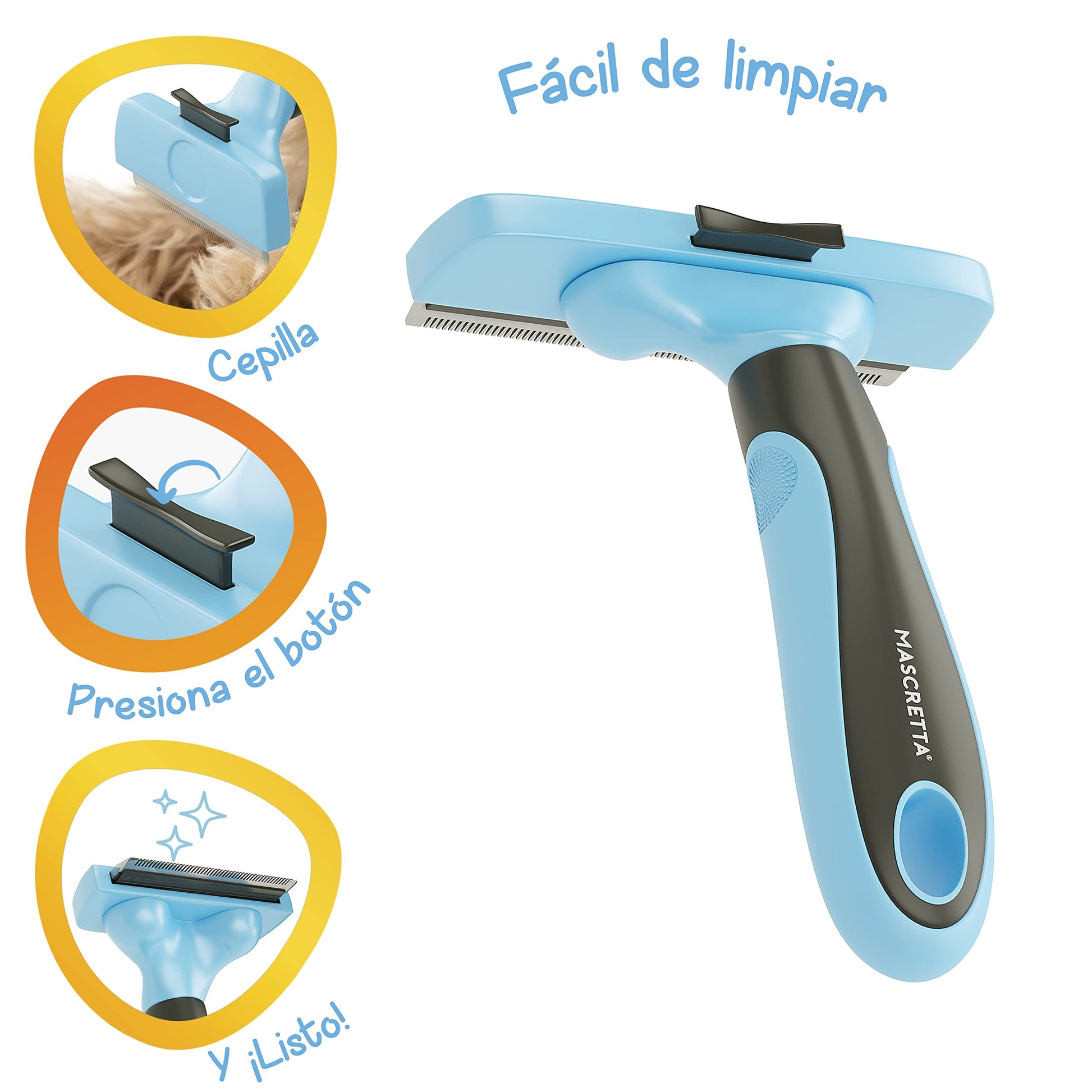 Deslanador MASCRETTA Azul con Firme y Cómodo Agarre para Mascotas