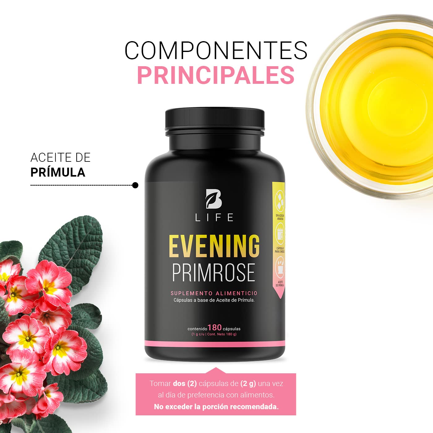 Aceite de Prímula B Life 1000mg 180 Cápsulas Blandas