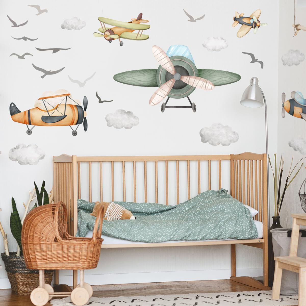 Calcomanía de pared de avión para niños, pelar y pegar, ideal para decoración de pared de jardín de infantes, niños, niñas, recámara