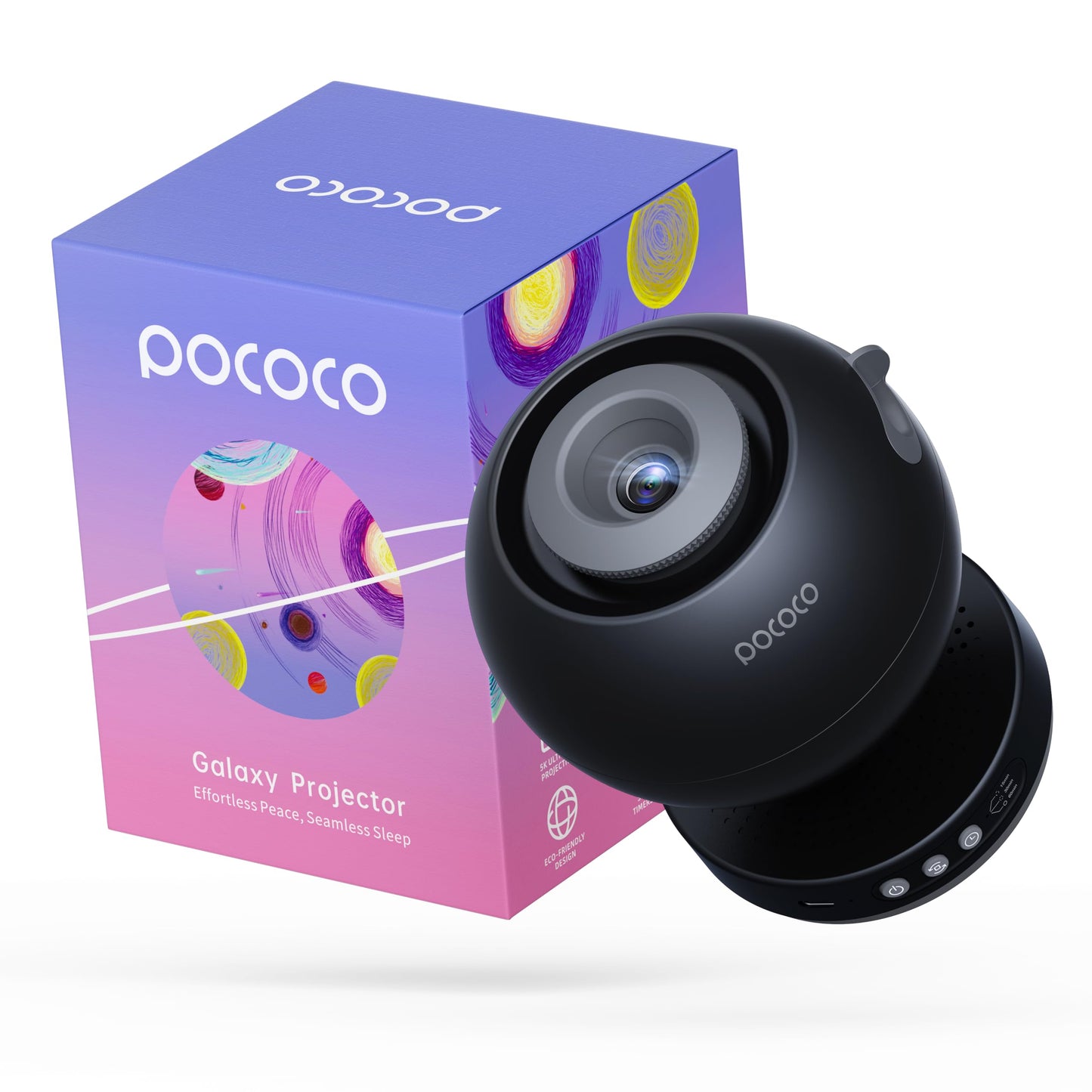 POCOCO Proyector Galaxy para dormitorio con discos de película óptica reemplazables, proyector de estrella del hogar con lente de alta definición, proyector de luz Galaxy para relajarse, estudiar y