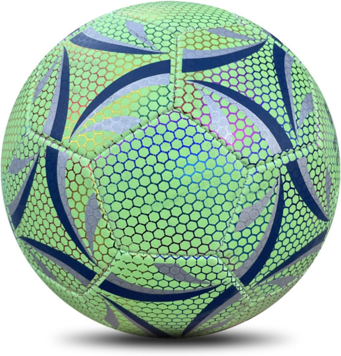 Balón de Fútbol MINGCHENGYUAN Verde Luminoso Holográfico Brillante para Juegos Nocturnos y Entrenamiento para Niños y Hombres