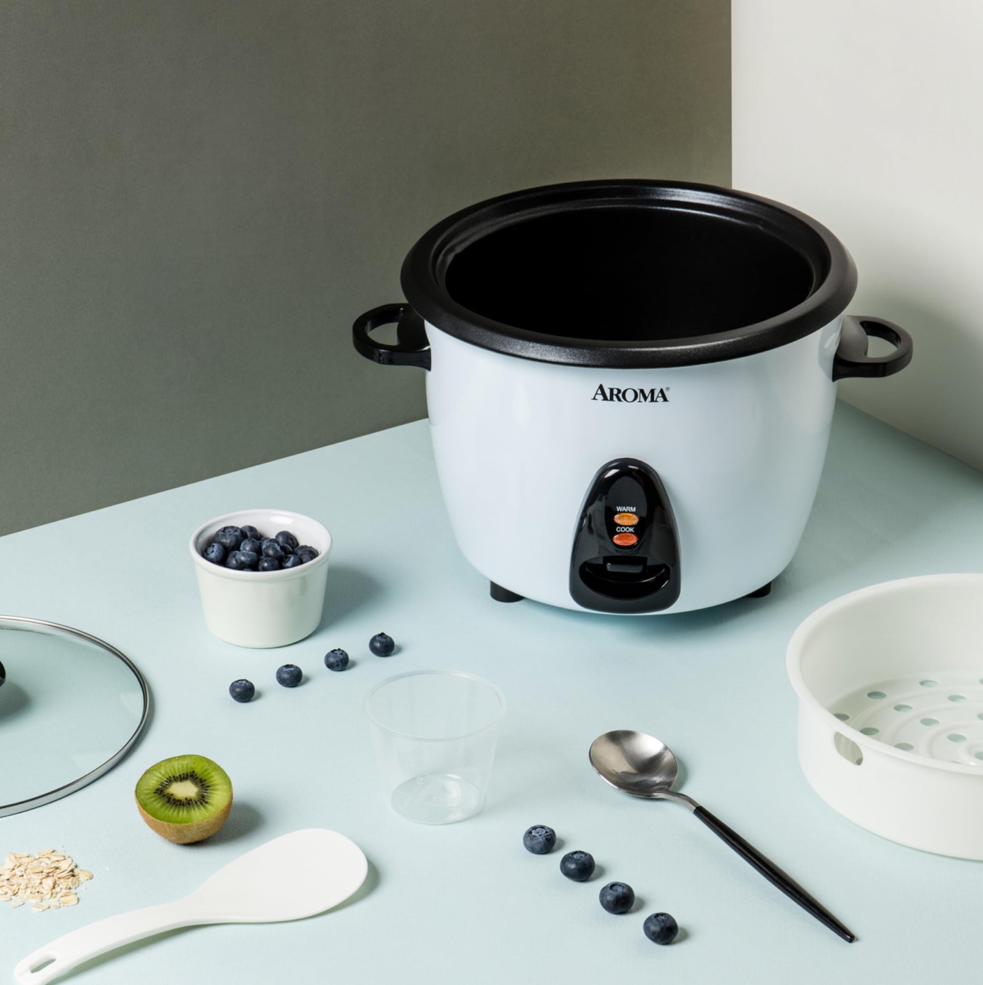 Aroma Housewares ARC-360-NGP 20 tazas estilo olla arrocera y vaporizador de alimentos, color blanco