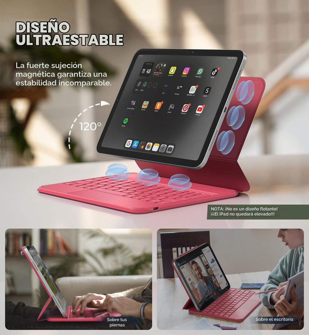 Funda para iPad Dexnor A16 11 Pulgadas Ultradelgada con Teclado Magnético y Retroiluminación