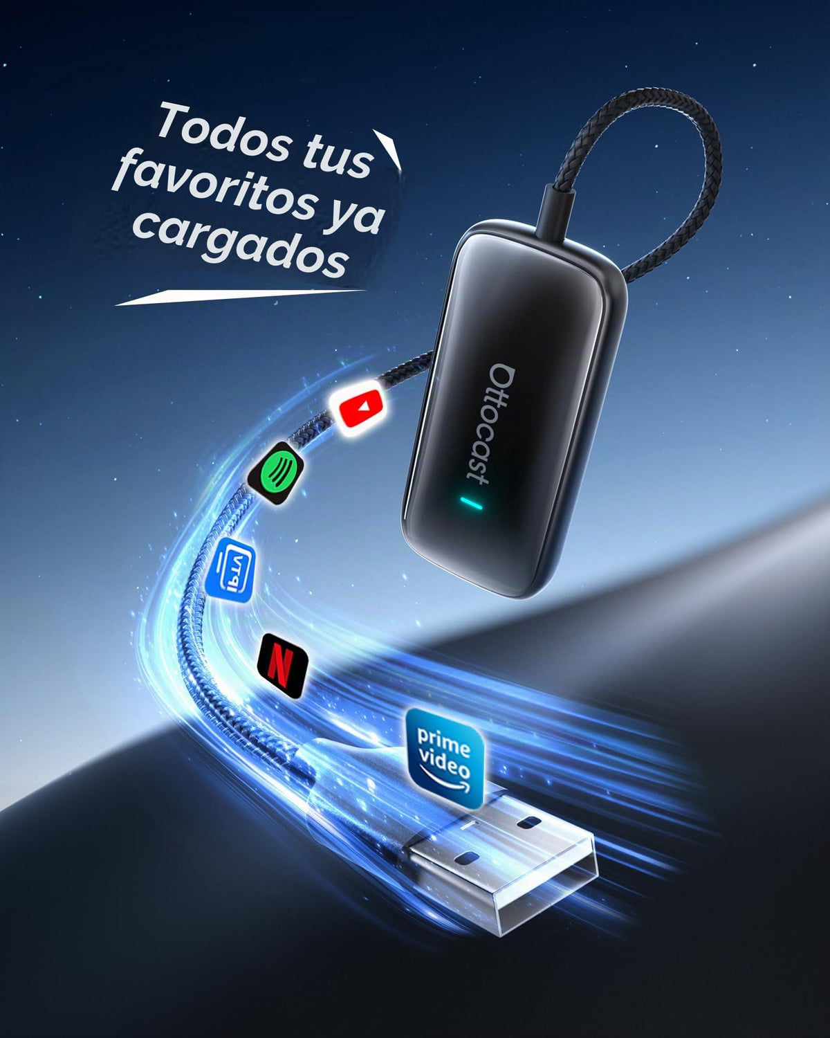 Adaptador Inalámbrico OTTOCAST Play2Video Ultra WiFi 5 GHz Compatible CarPlay y Android Auto para Coche