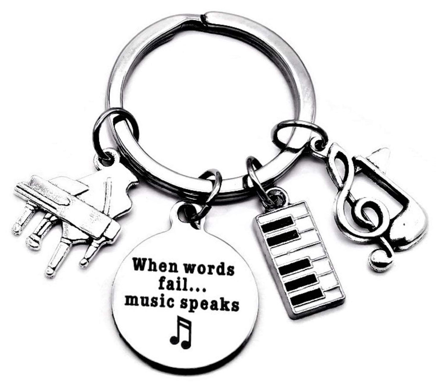 Kit's Kiss - Llavero de piano de música para profesores, regalo para estudiantes, nota musicial, instrumento musical, teclado de piano cuando las palabras fallan, música, habla, llavero, regalo de