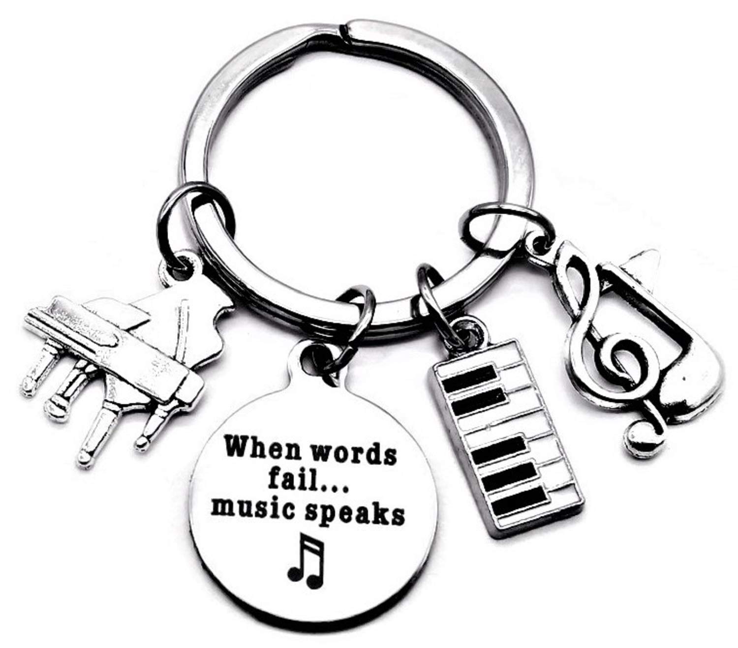 Kit's Kiss - Llavero de piano de música para profesores, regalo para estudiantes, nota musicial, instrumento musical, teclado de piano cuando las palabras fallan, música, habla, llavero, regalo de
