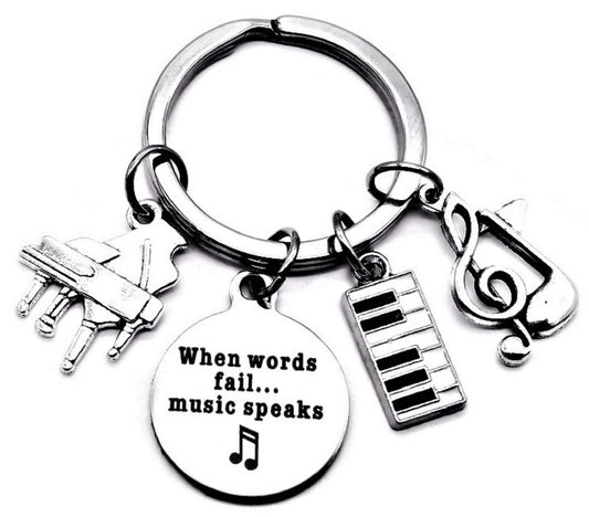 Kit's Kiss - Llavero de piano de música para profesores, regalo para estudiantes, nota musicial, instrumento musical, teclado de piano cuando las palabras fallan, música, habla, llavero, regalo de