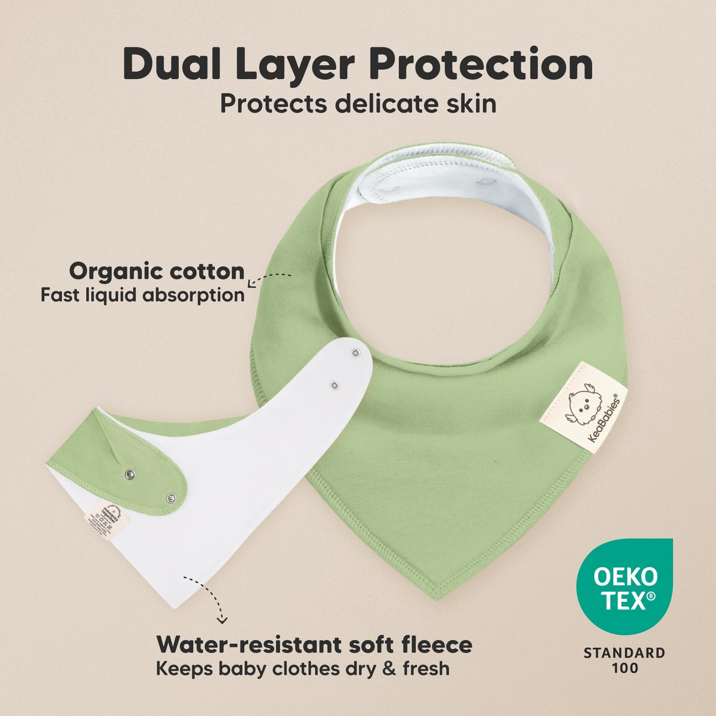 KeaBabies - Paquete de 8 baberos orgánicos para niñas - Baberos triangulares súper absorbentes para bebés babeos y dentición, 100% algodón extra suave para recién nacido, bebé de 0 a 36 meses (rocío)