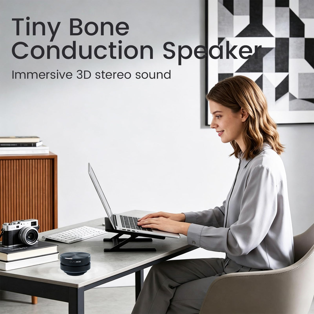 Altavoz Bluetooth bocoice Negro Mini Conducción Ósea Estéreo Magnético con Micrófono y Radio FM