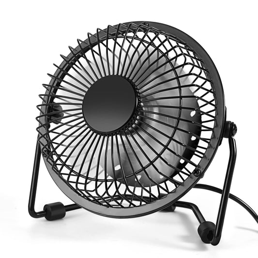 AMKEN - Ventilador de computadora pequeño, ventilador USB de 4 pulgadas alimentado por USB, rotación de 360°, pequeños ventiladores para recámara, oficina, mesa, ventilador de refrigeración personal