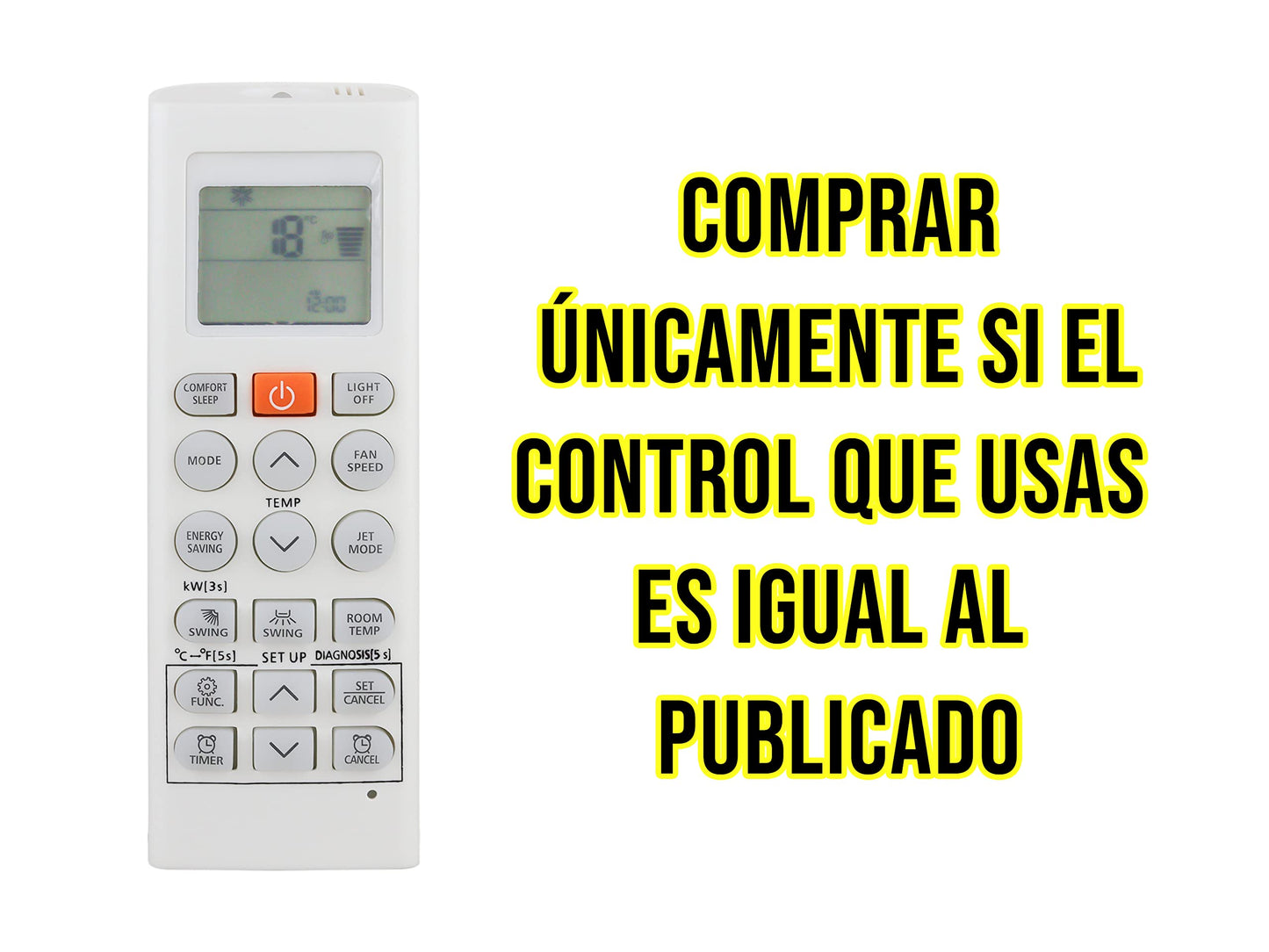 CONTROL EXPERT Control Remoto Compatible con LG minisplit Aire Acondicionado Inverter Clima