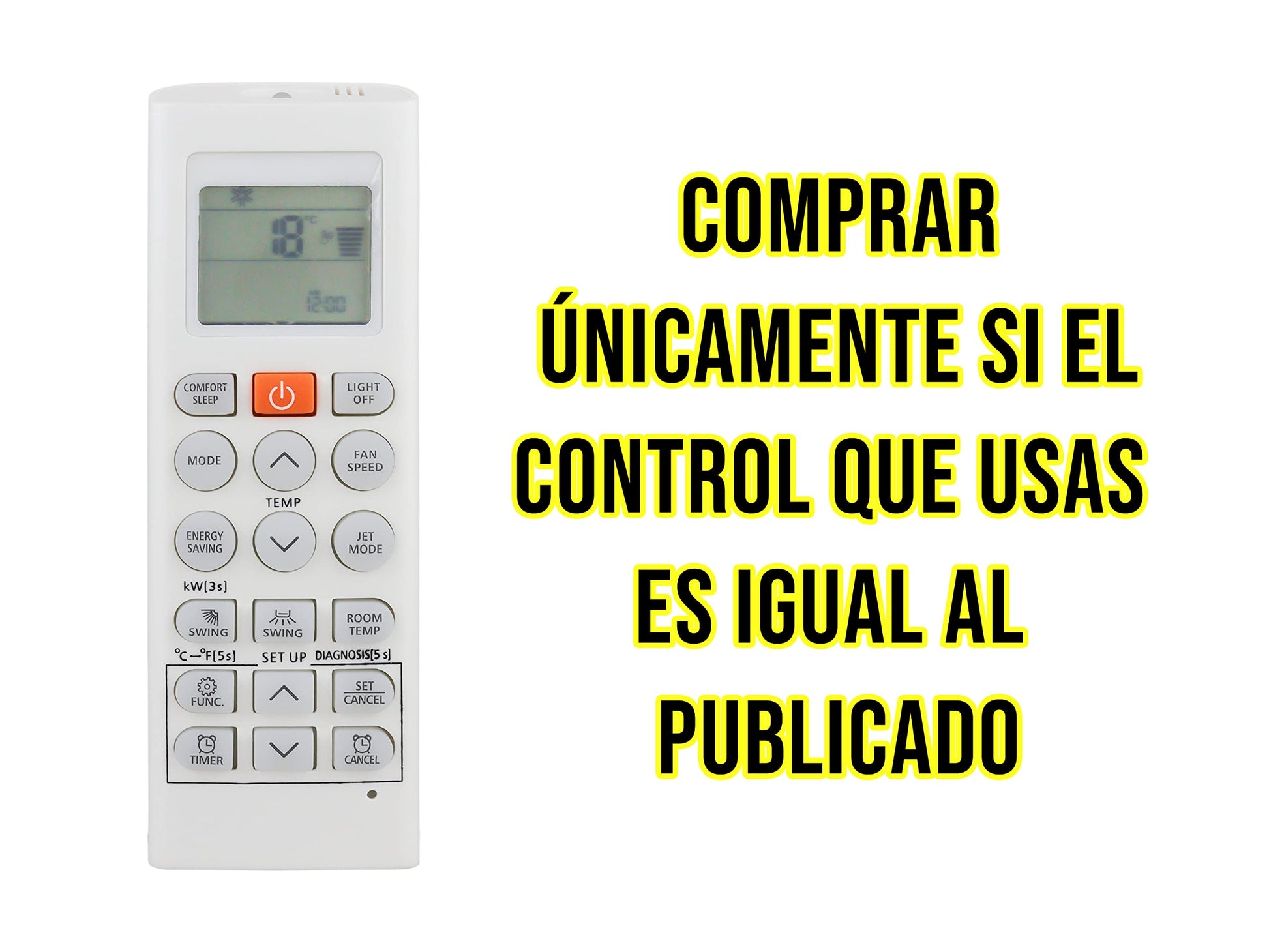 CONTROL EXPERT Control Remoto Compatible con LG minisplit Aire Acondicionado Inverter Clima
