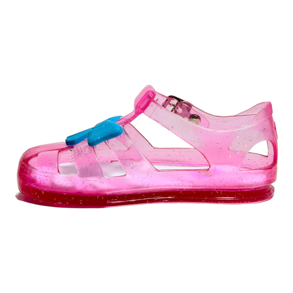 Bubble gummers Huarache Entrenador para IR al baño para Niño y Niña de Plástico Resistente con Adorno (FIUSHA Cristal, Sistema Tallas Calzado JP, Bebé, Medición, 17.0 cm)