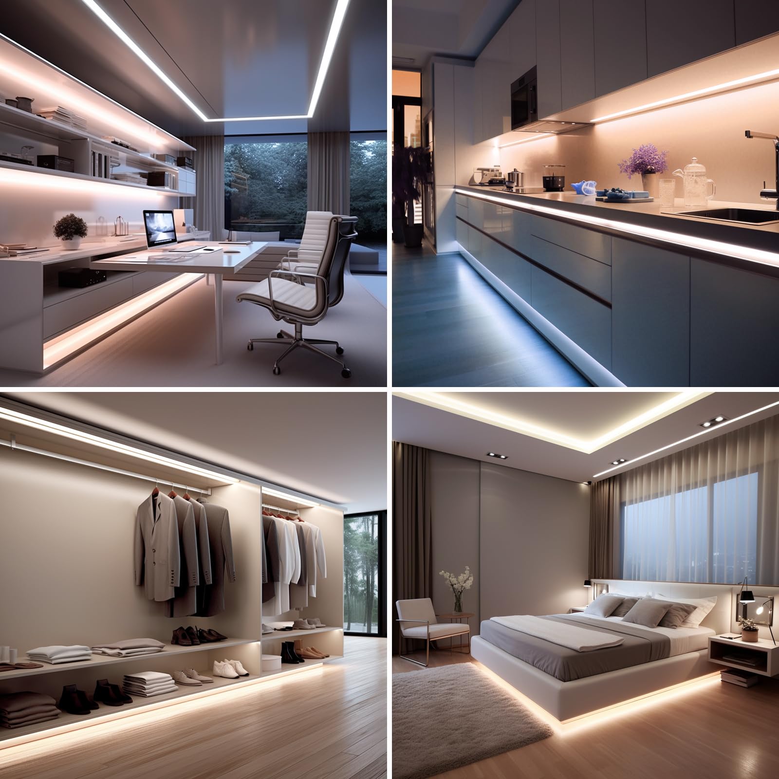 BENLUN Tira LED COB 24V 20 Metros (10 Metros x 2), 4000K Blanco Natural Luces LED de Interior, 11W/M CRI 93 Luz de LED Adhesiva con Transformador para Habitacion, Techo, Cocina, Gaming