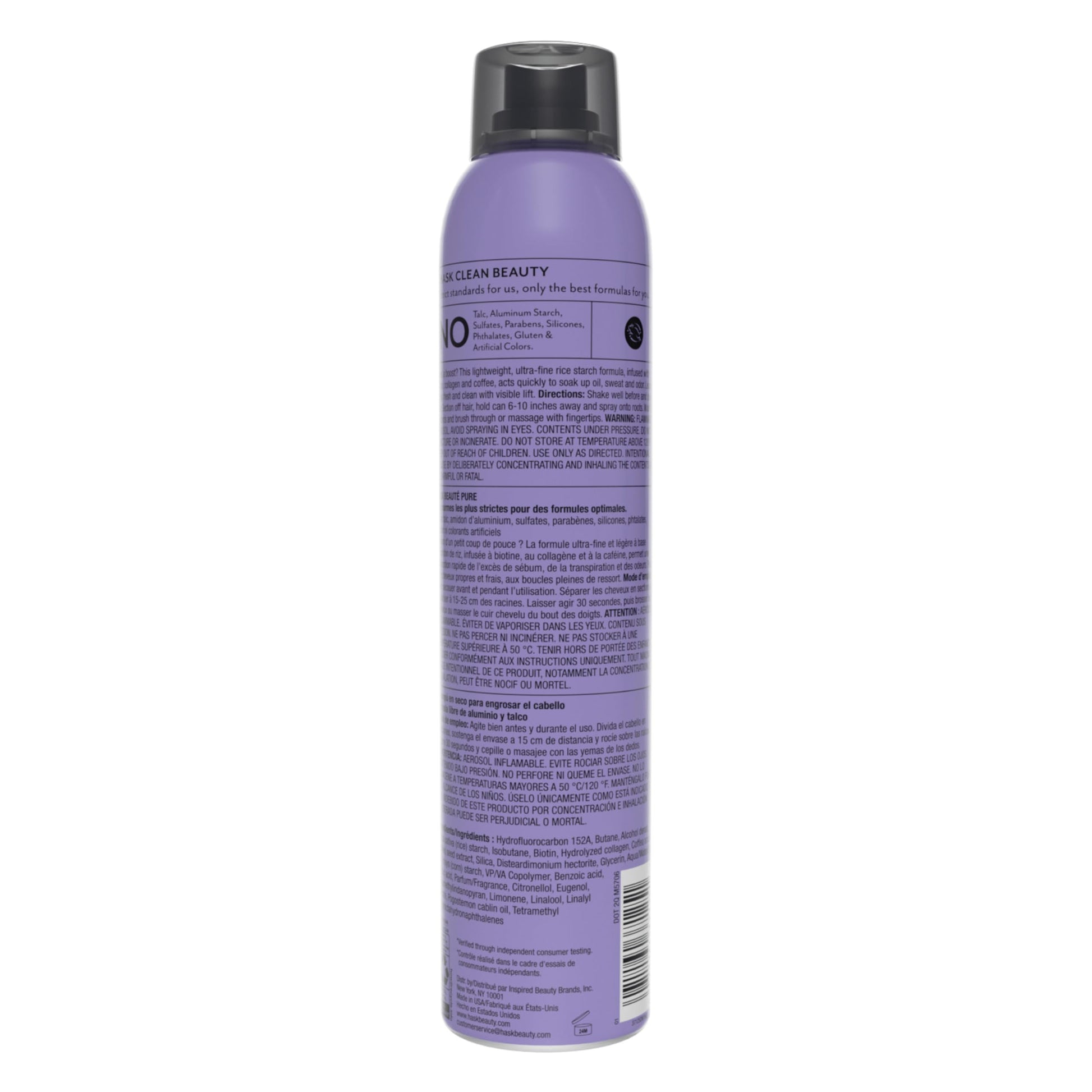 HASK, Shampoo Fortalecedor en Seco, con Biotina, Colágeno y Café, Limpia sin Agua, Absorbe Grasa, Libre de Sulfatos, Parabenos, Ftalatos y Gluten, 122 g