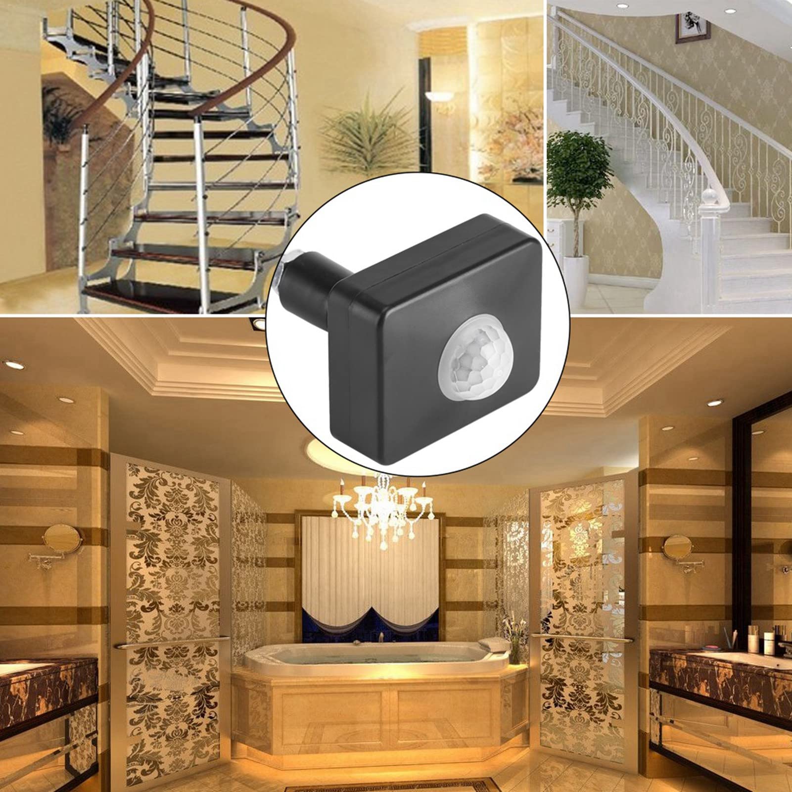 FTVOGUE Sensor de Movimiento,Interruptor de Pared con Sensor de Detección de Movimiento por Infrarrojos, AC 110-240 V,Rango de Detección 120 - 140 grados