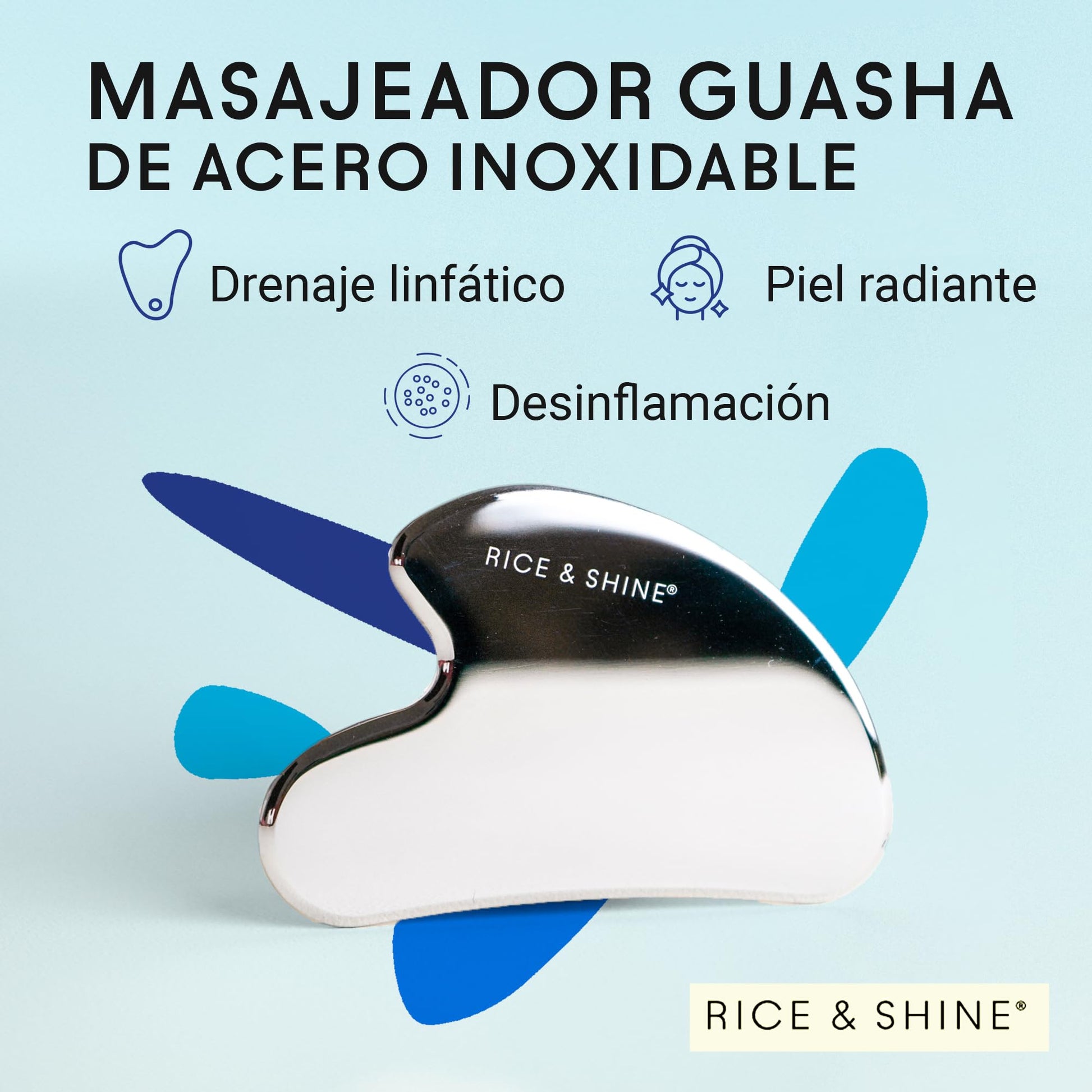 Kit de Cuidado Facial Ideal como Regalo de San Valentin | Incluye Aceite Seco de Germen de Arroz y Masajeador Gua Sha de Acero Inoxidable | Hidratación y Drenaje Linfático | Skincare para Piel Radiante | RICE & SHINE