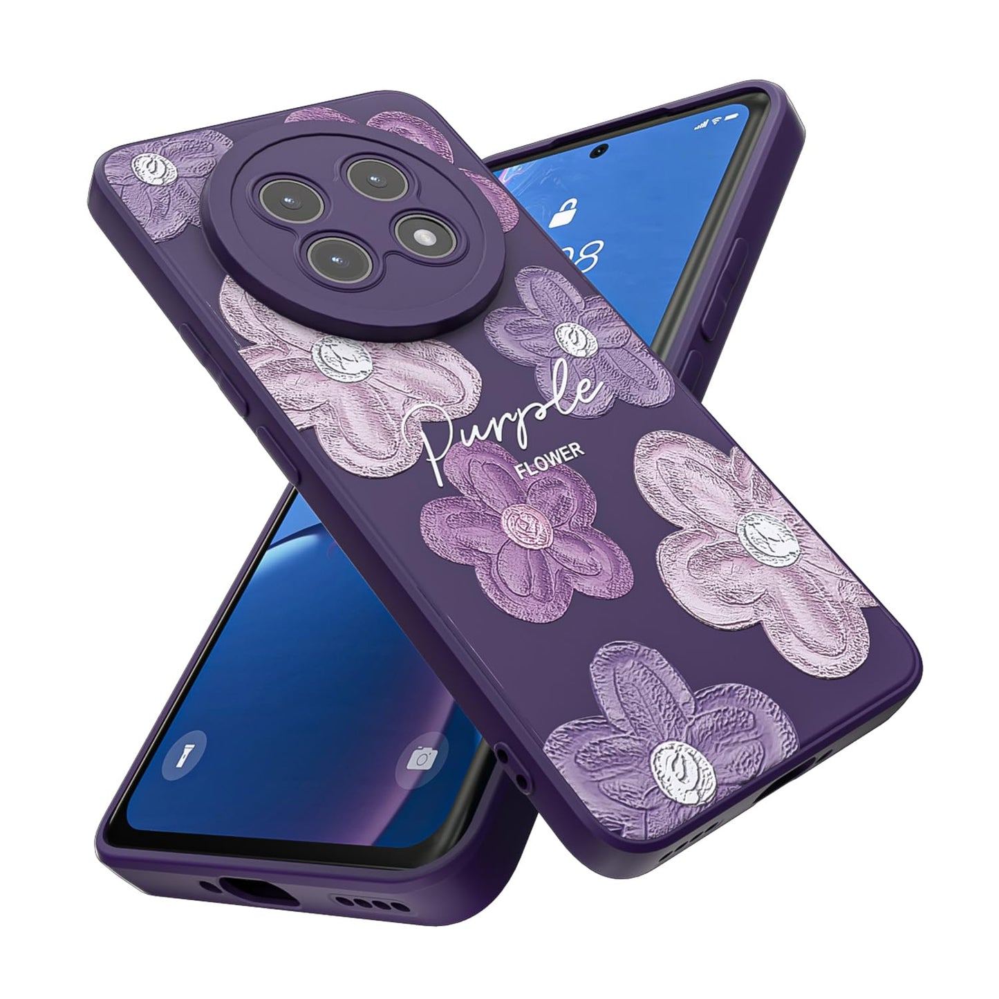 Threehao Funda para Realme 13 Pro y Realme 13 Pro+ Plus Case Uso Rudo, Ultra Delgado Flexible Púrpura Suave TPU Silicona Carcasa con Moda Aesthetic Dibujos Flores, Antigolpes Anti-arañazos Protectora