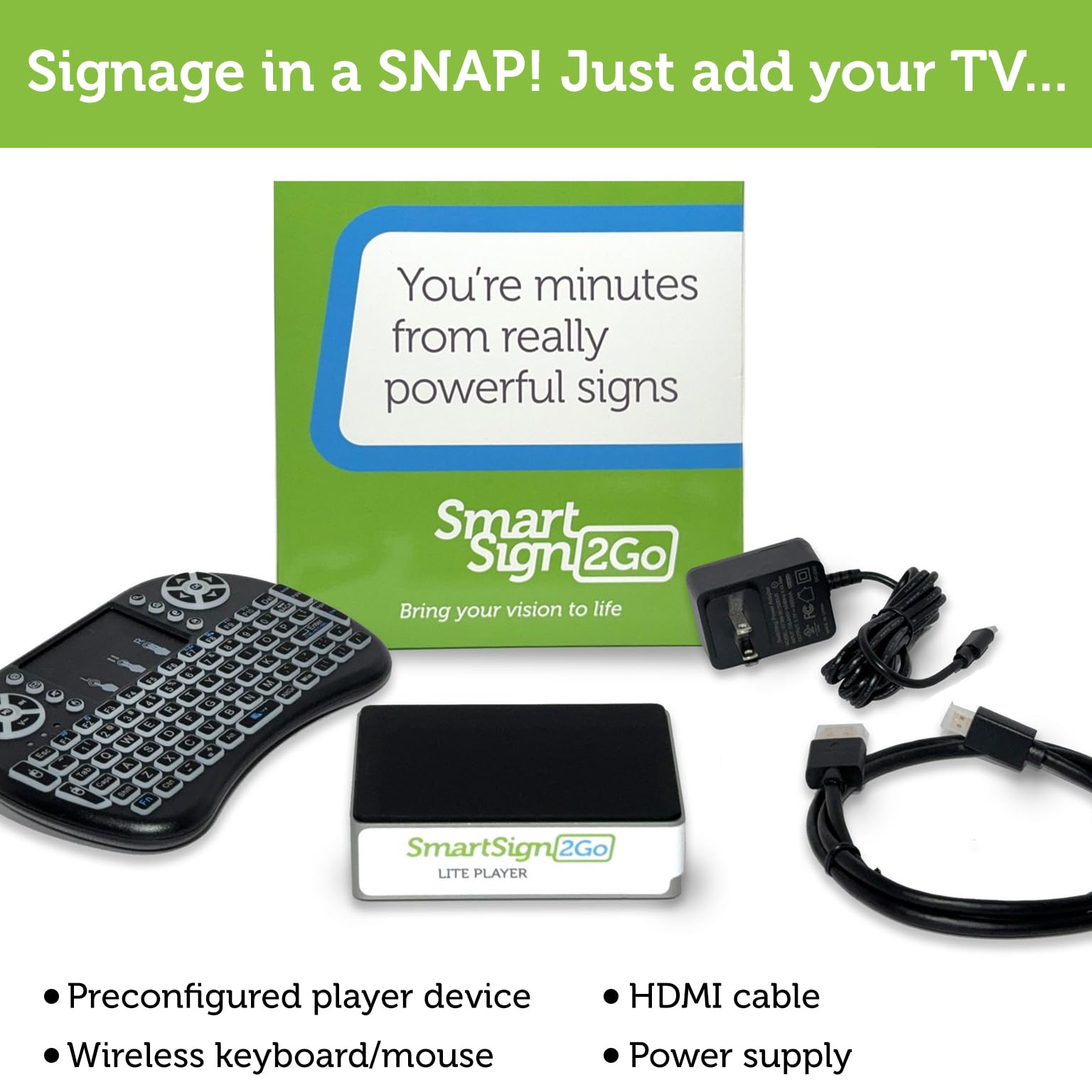 Reproductor de Cartelería Digital SmartSign2go Google Chromebit Diseño Personalizado y Software en la Nube