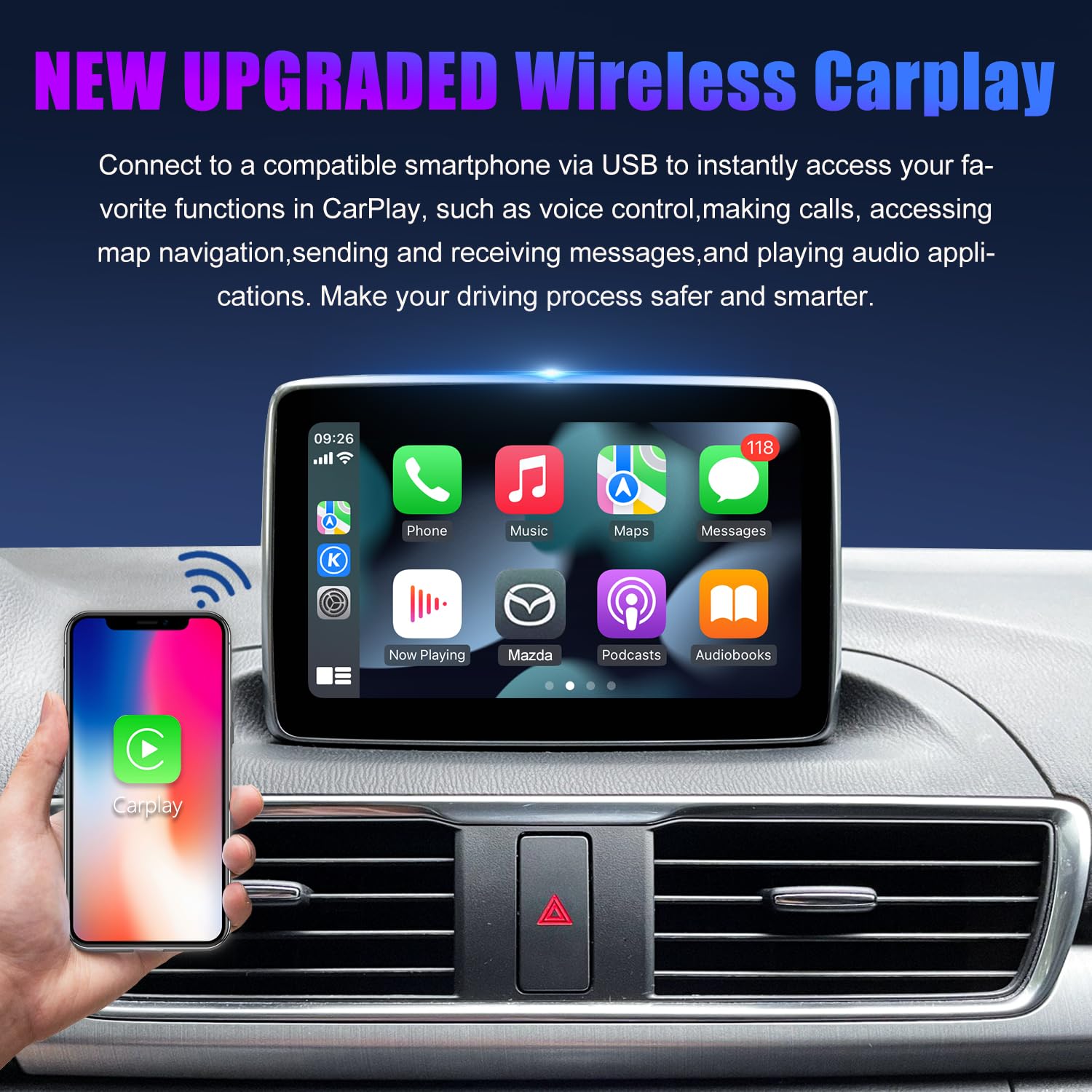 Kit de Reequipamiento Inalámbrico Carplay Mazda Tipo-C Compatible 2014-2019