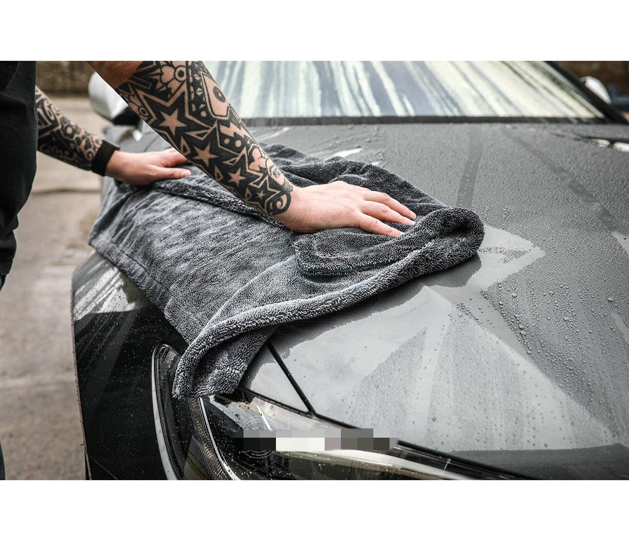 Toalla de Secado de Microfibra, Absorción Superior, Gris, para Coches, Camiones y SUV
