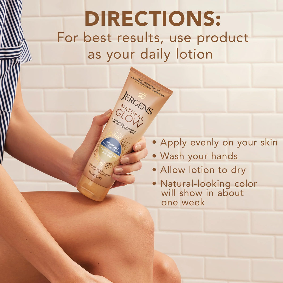 Jergens Loción Corporal Natural Glow Fair to Medium, 221 ml