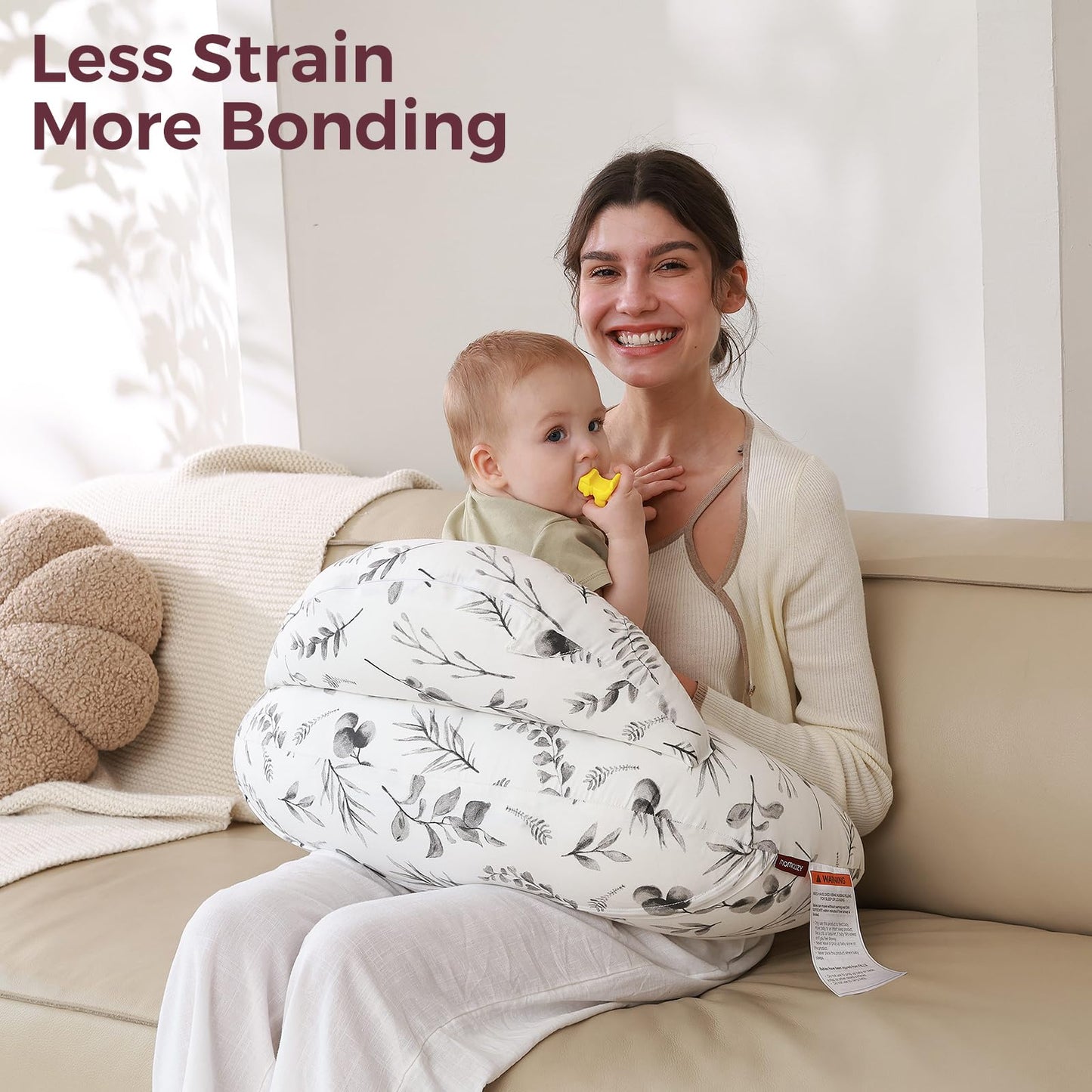 Momcozy Almohada de Lactancia con Protección Innovadora para Amamantar - Almohada de Alimentación Más Ancha para Mayor Apoyo para Mamá y Bebé - Lactancia Más Fácil y Manos Libres - Se Ajusta a Todas