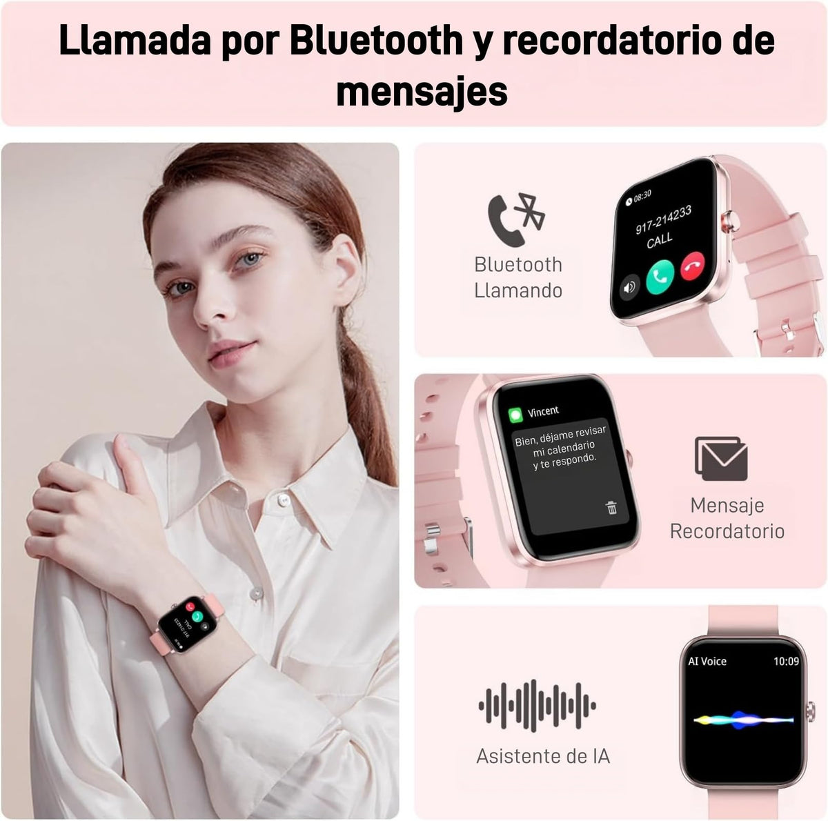 Reloj Inteligente LUOPOE para Glucosa en Sangre No Invasivo ECG PPG
