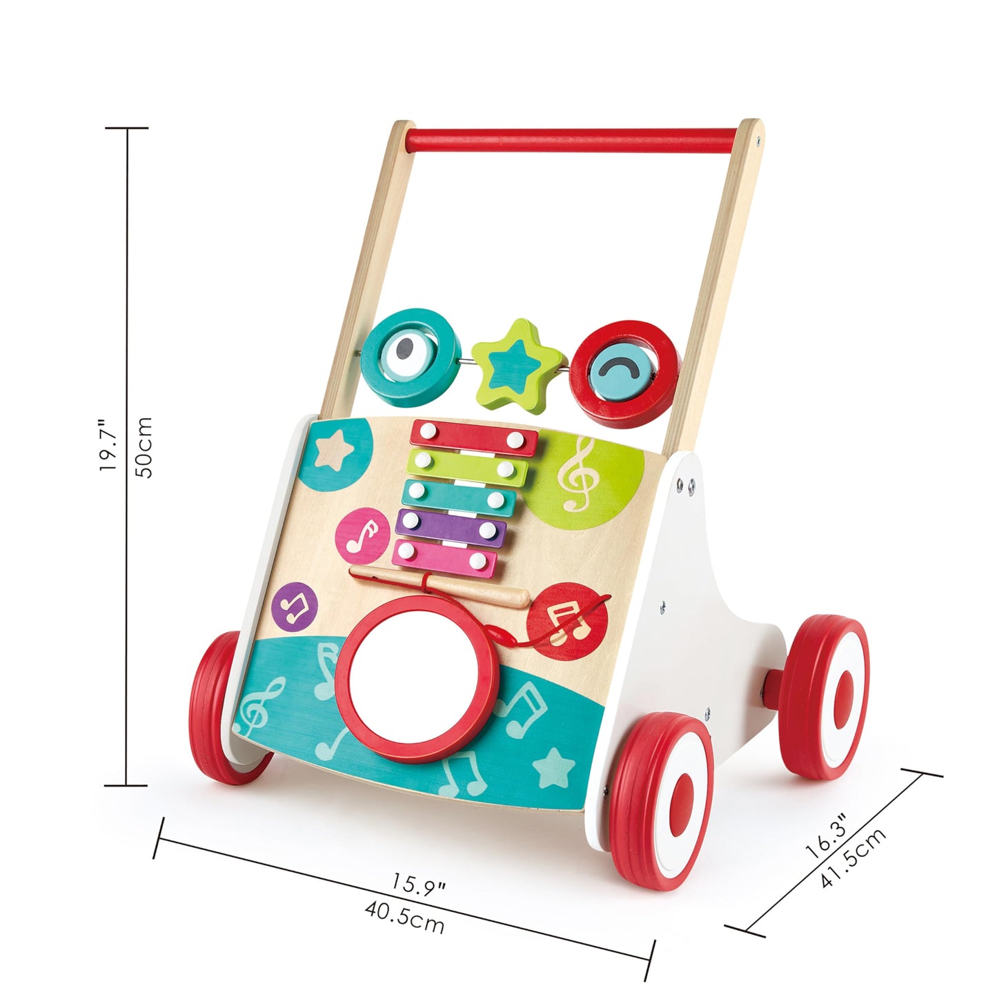 Juguete de Empujar (Arrastre) Caminador de Madera Musical Para Bebes y Niños : Desarrollo Motor y Diversión para Niños Pequeños. E0383