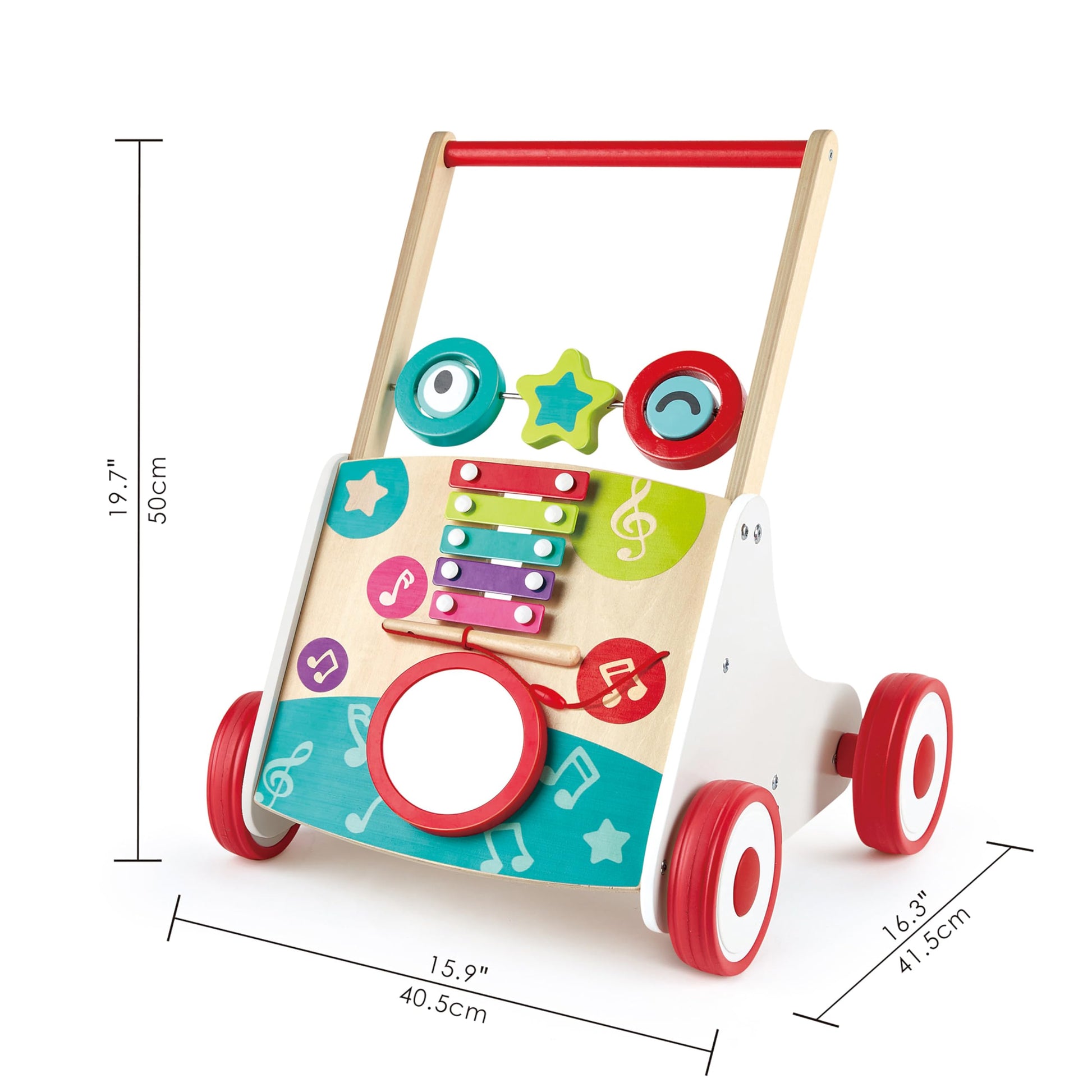 Juguete de Empujar (Arrastre) Caminador de Madera Musical Para Bebes y Niños : Desarrollo Motor y Diversión para Niños Pequeños. E0383