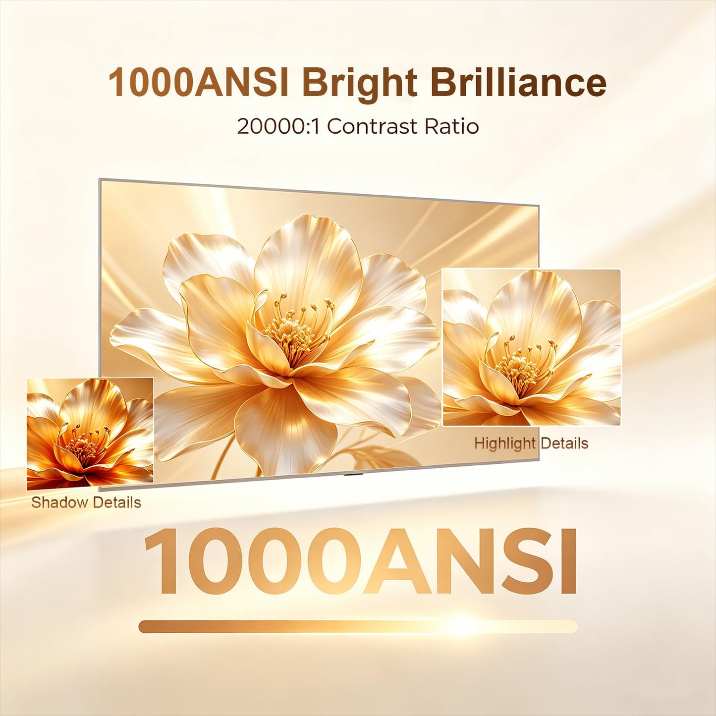 Proyector portátil WiFi/Bluetooth, Nativo 1080p Compatible 4K, Altavoz Integrado y corrección Trapezoidal 6D automática. para Cine doméstico, dormitorios, Techo, Camping y Exterior.