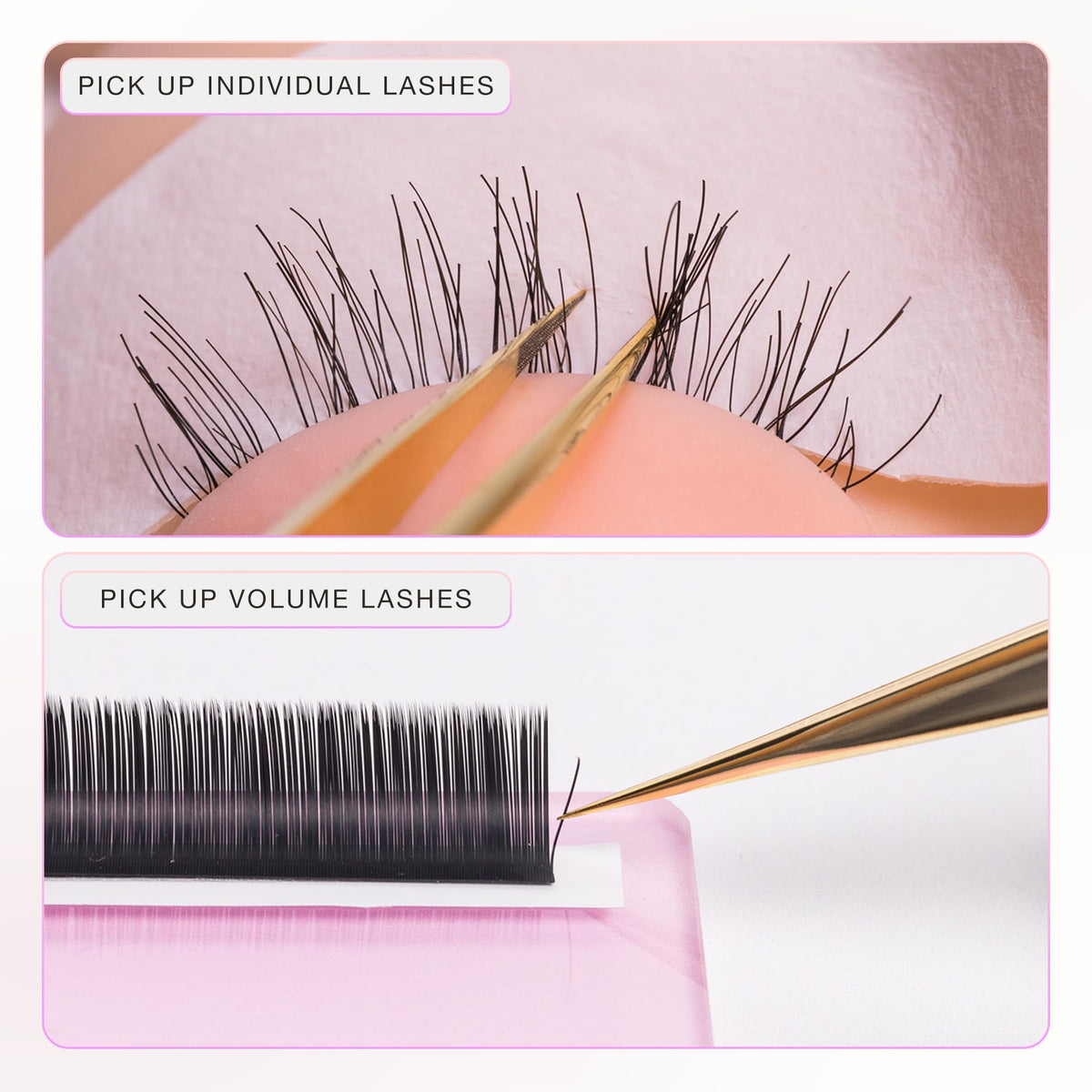 Curacoro Pinza de pestañas – Pinzas profesionales y de precisión para extensiones de pestañas, multiformas y propósitos, pinzas para volumen, aislamiento y pestañas clásicas (galaxia, muévela)