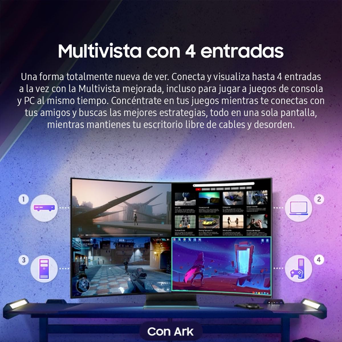 Monitor Gaming Samsung Curvo 55 Pulgadas 165hz 1ms Smart Odyssey Ark con Control Remoto y Altavoces