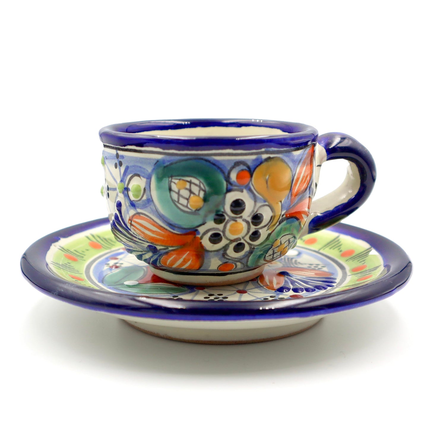 Juego de Tazas de Café Nubexpo Talavera Poblana Artesanía Mexicana Vajilla de 2 Piezas