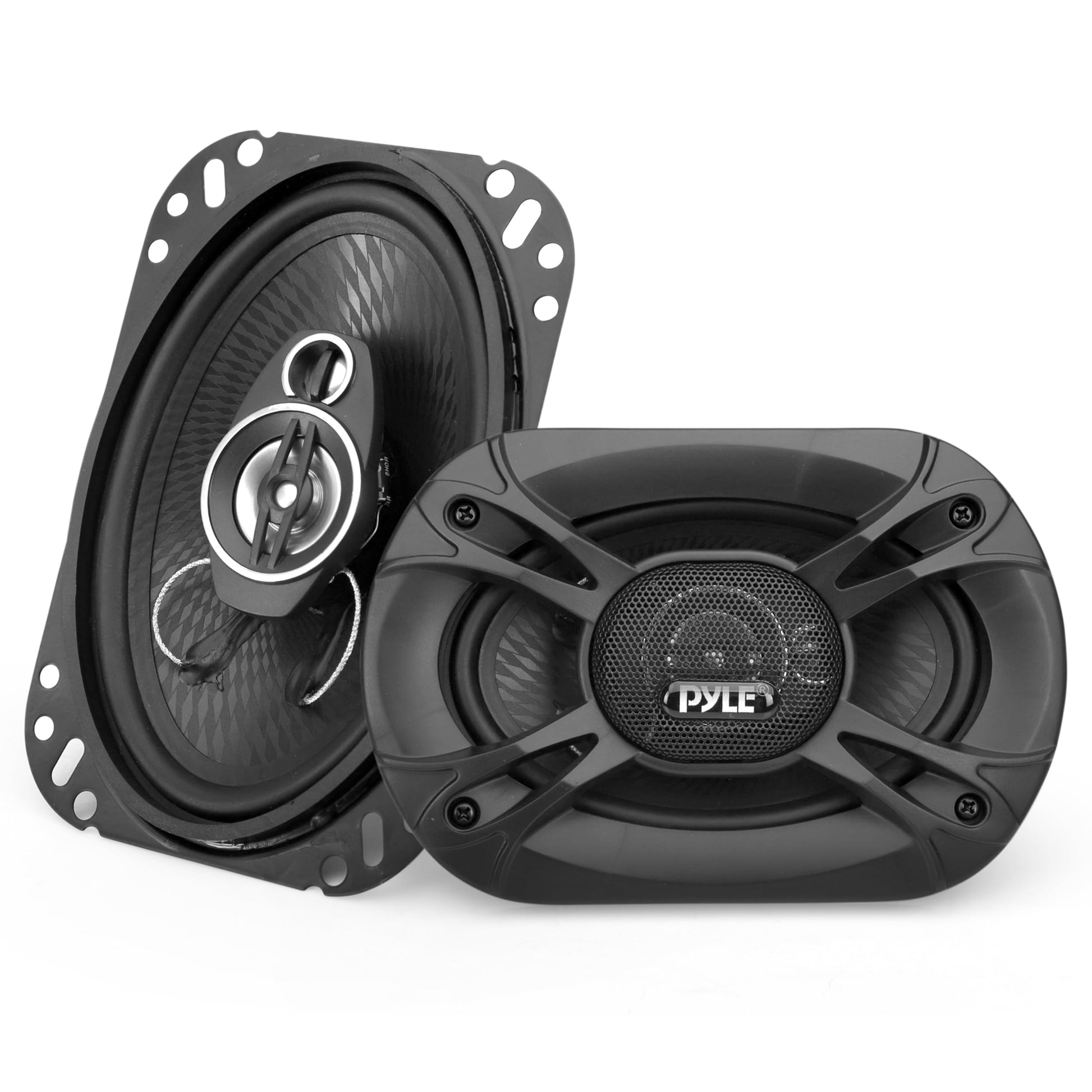 Pyle Altavoces estéreo universales para coche de 3 vías, 300 W, 4 x 6 pulgadas, triaxiales de audio profesional, altavoz universal de repuesto rápido, para puerta de vehículo/panel lateral, compatible con PL4163BK (par)