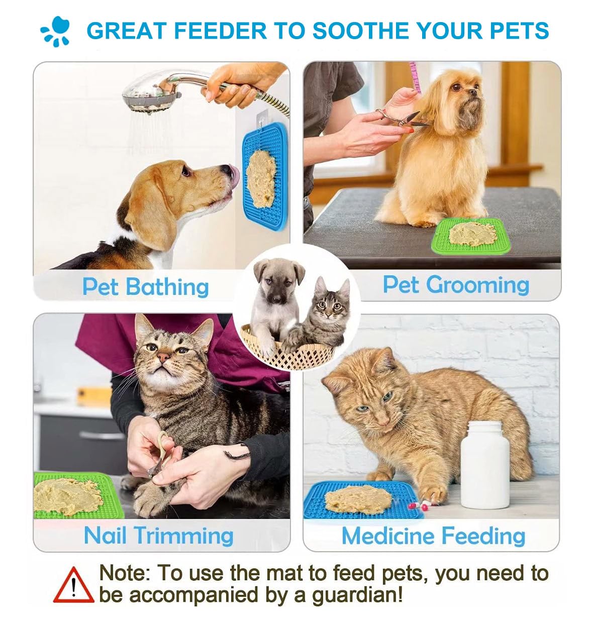 Lesipee - Tapete para lamer perros y gatos, paquete de 2 unidades, alimentador lento, para aliviar la ansiedad, juguetes para perros, tapete de alimentación para mantequilla, yogur y cacahuete, suministros para mascotas, tapete de entrenamiento para bañar