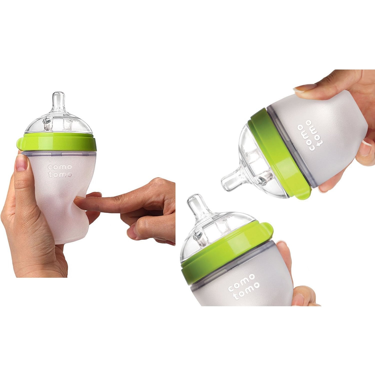 Comotomo Natural Feel Bundle - 3 Items: 5 Ounce Baby Bottles Green by Comotomo