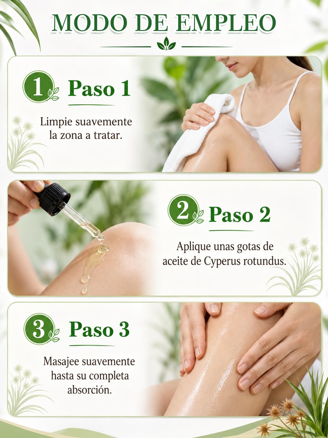 Cyperus Rotundus Oil， Aceite de Cyperus Rotundus Natural，Calma y suaviza la piel, reduce el crecimiento del vello corporal.