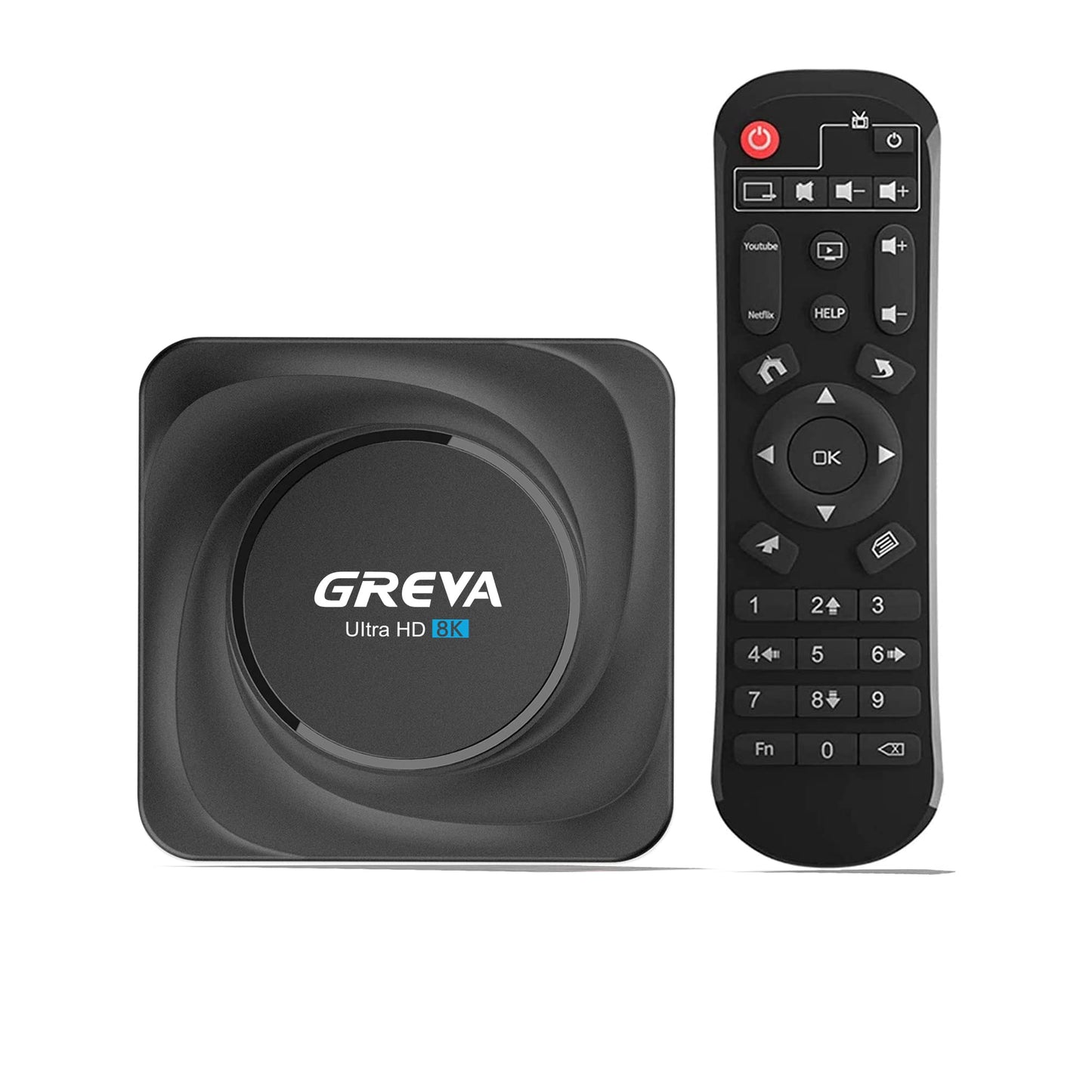 GREVA 8K Android TV Box 8GB RAM 128GB ROM Reproductor inteligente con control remoto con Gigabit Ethernet WiFi5 BT4.2 para Smart TV y visualización con HDMI, negro