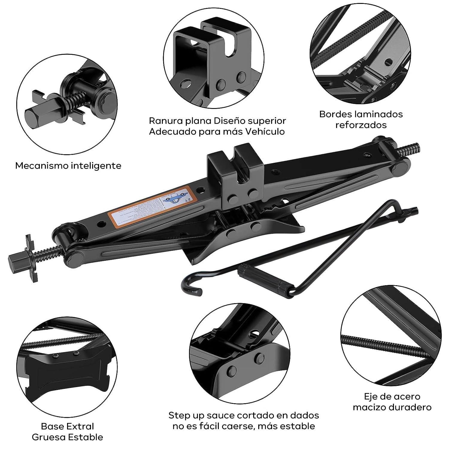 Kit de Gato Hidráulico para Coche（2T）, Gato de Tijera para Coche, Kit de Herramienta para Gato de Neumático, Ideal para SUVs y Coches - Kit Universal de Emergencia para Coche con Llave de Lengüeta