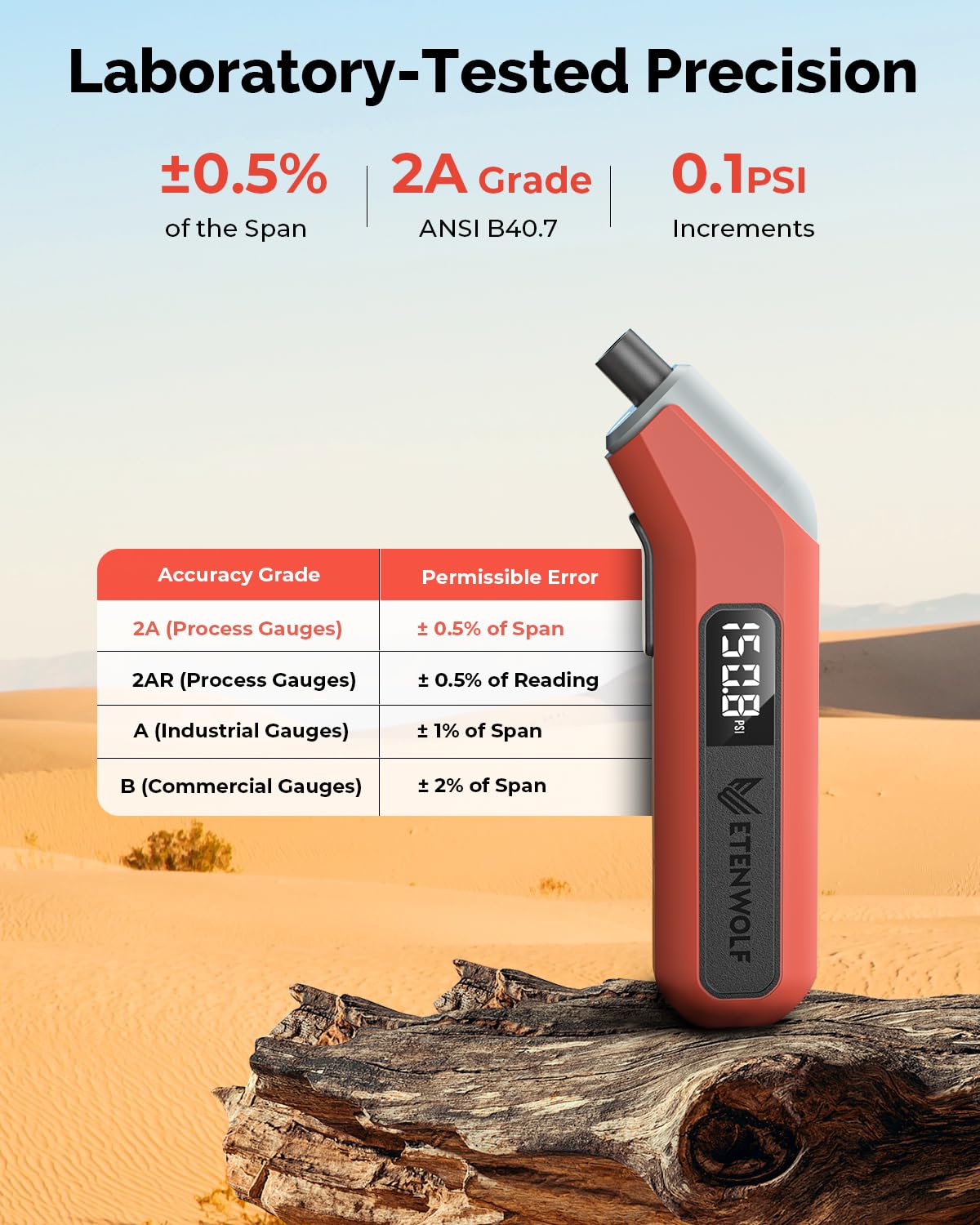 Medidor de Presión Digital de Neumáticos Industrial con Baterías AAA